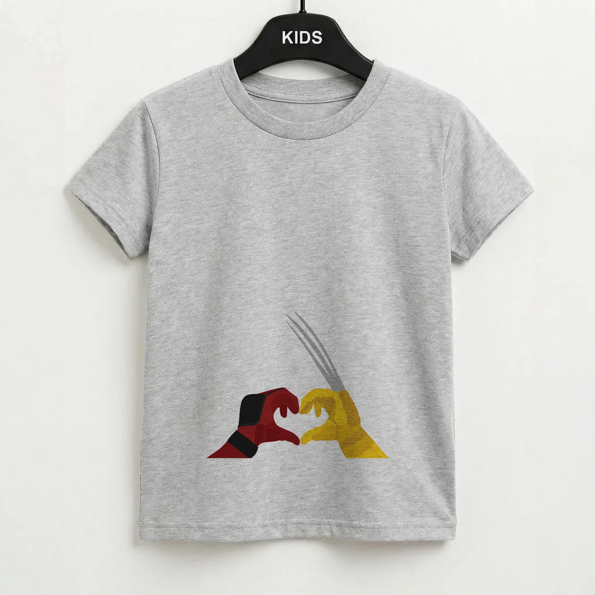 Red And Yellow Heroes Love Heart Kids T-Shirt