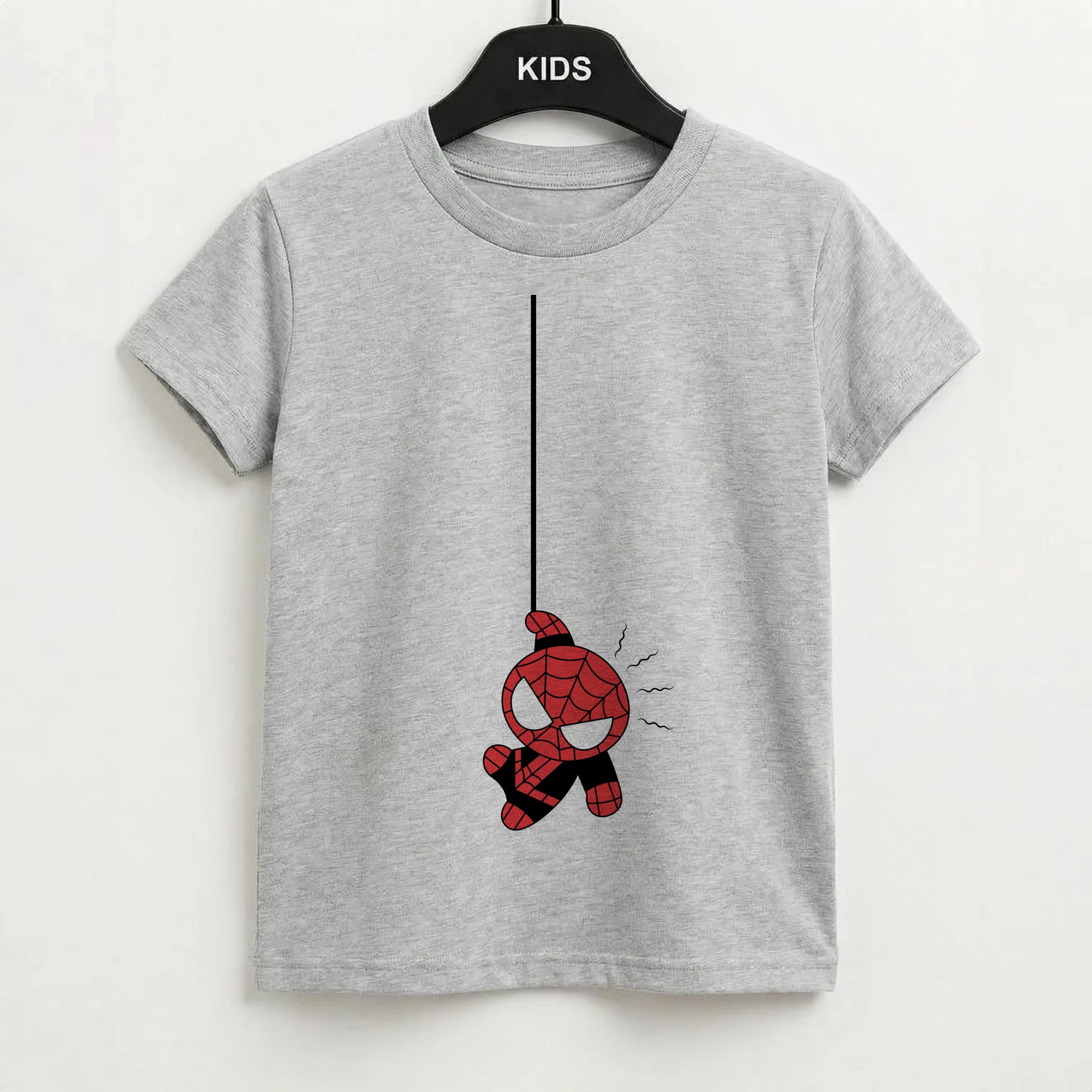Gray Hanging Spider Hero Kids T-Shirt