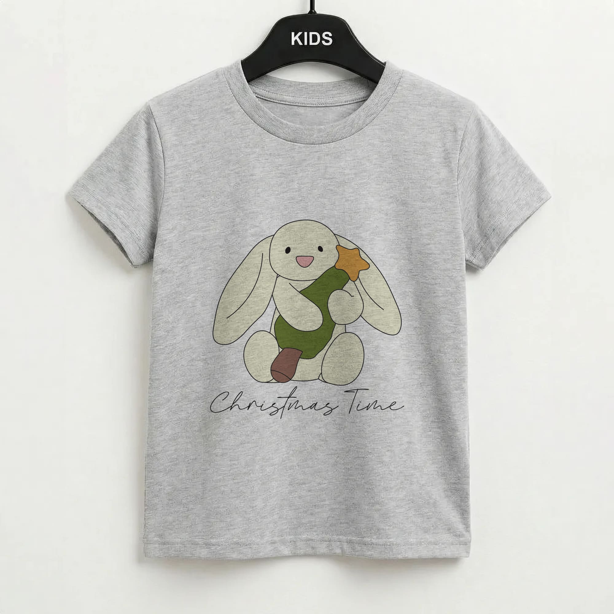 Christmas Bunny Stars Plush Kids T-Shirt