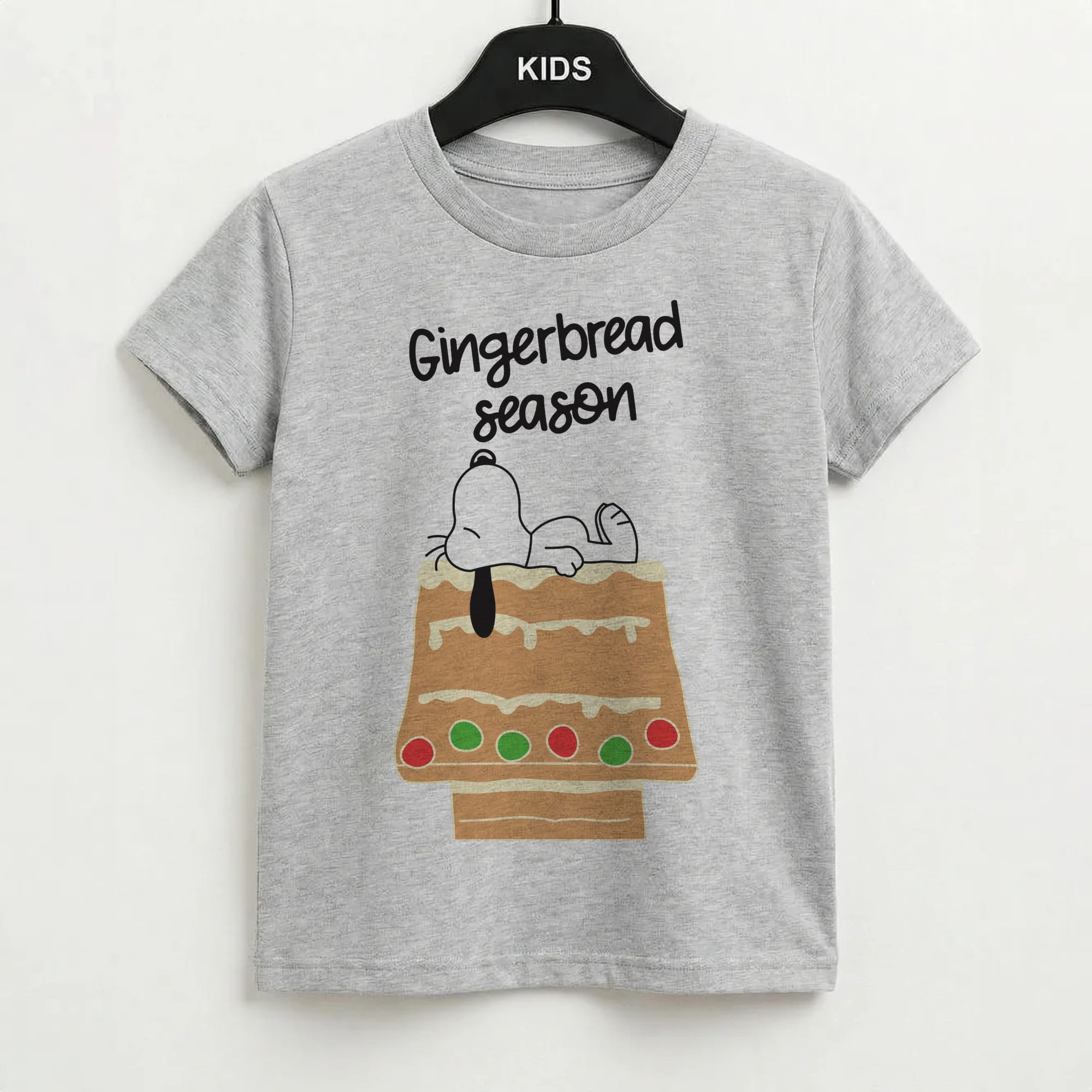 Cartoon Beagle Gingerbread House Kids T-Shirt