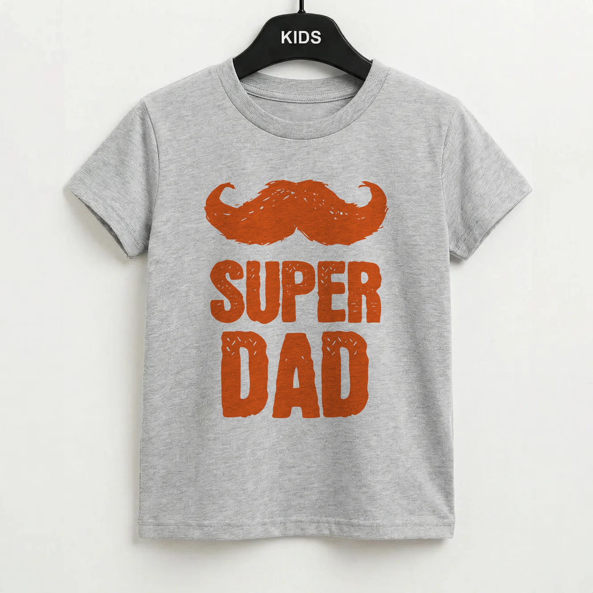 Moustache Super Dad Orange Kids T-Shirt