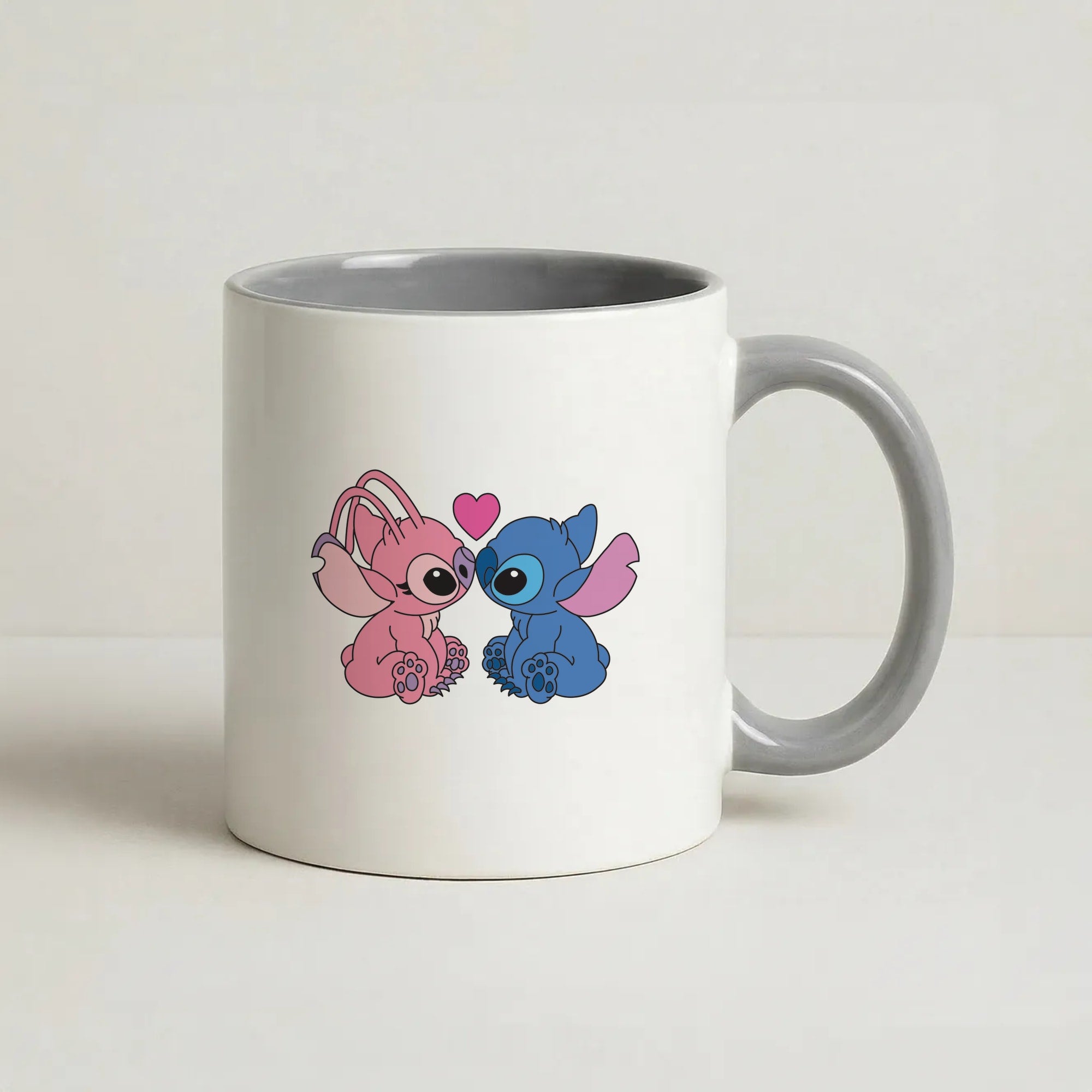 Angel And Blue Alien - Black Alien Coffee Grey Mug
