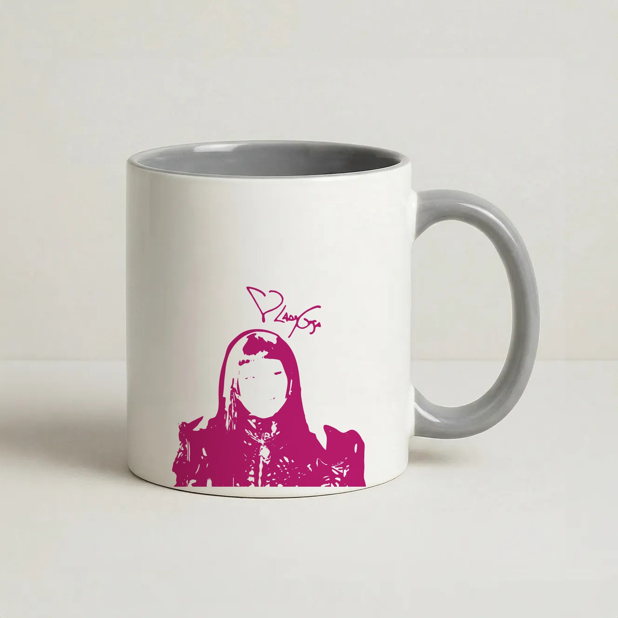 Black Gaga Silhouette Coffee Grey Mug