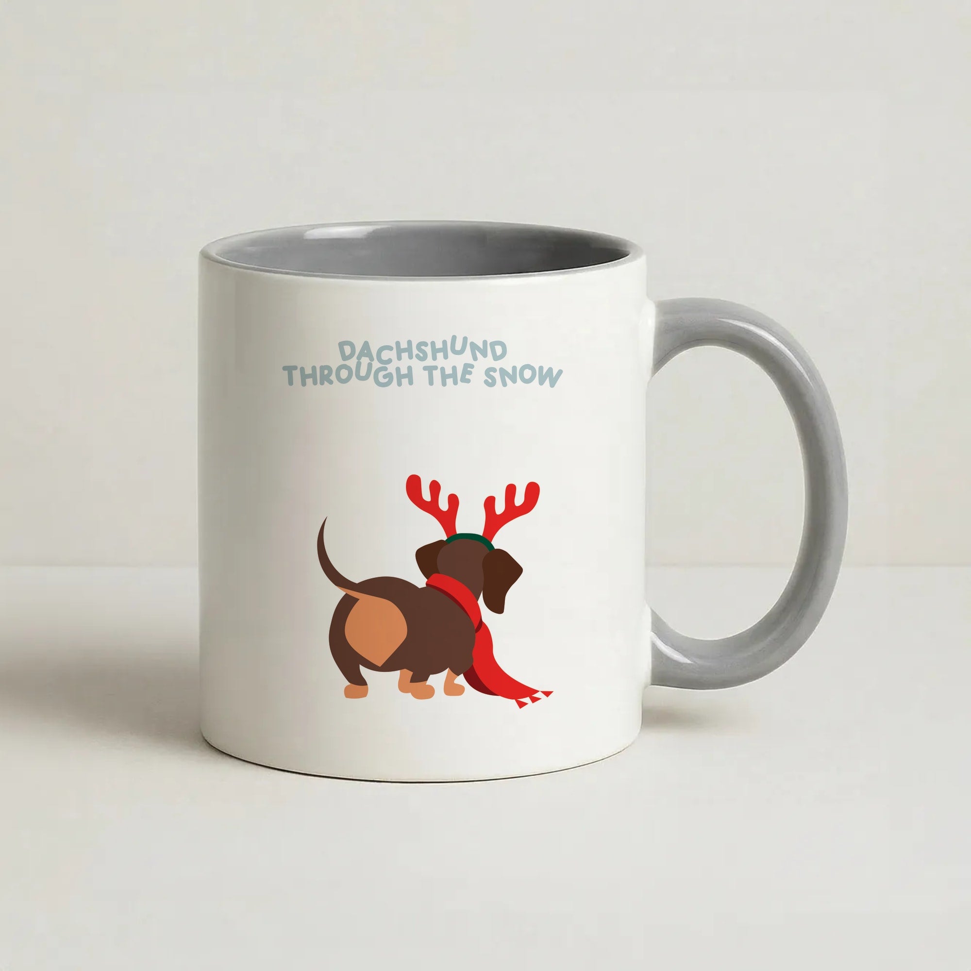 Dachshund Through The Snow - Christmas Coffee Grey Mug