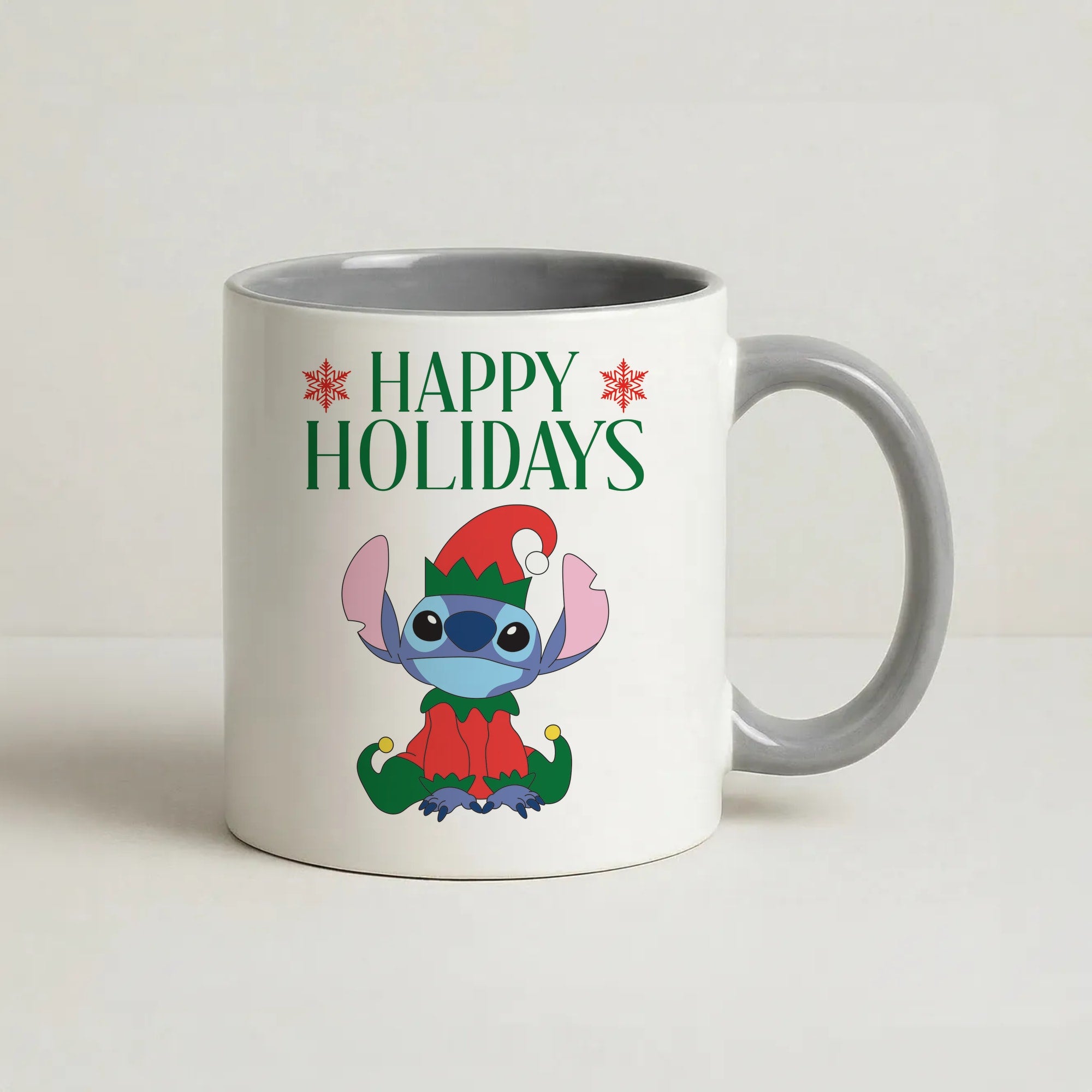 Cute Blue Alien Elf Coffee Grey Mug