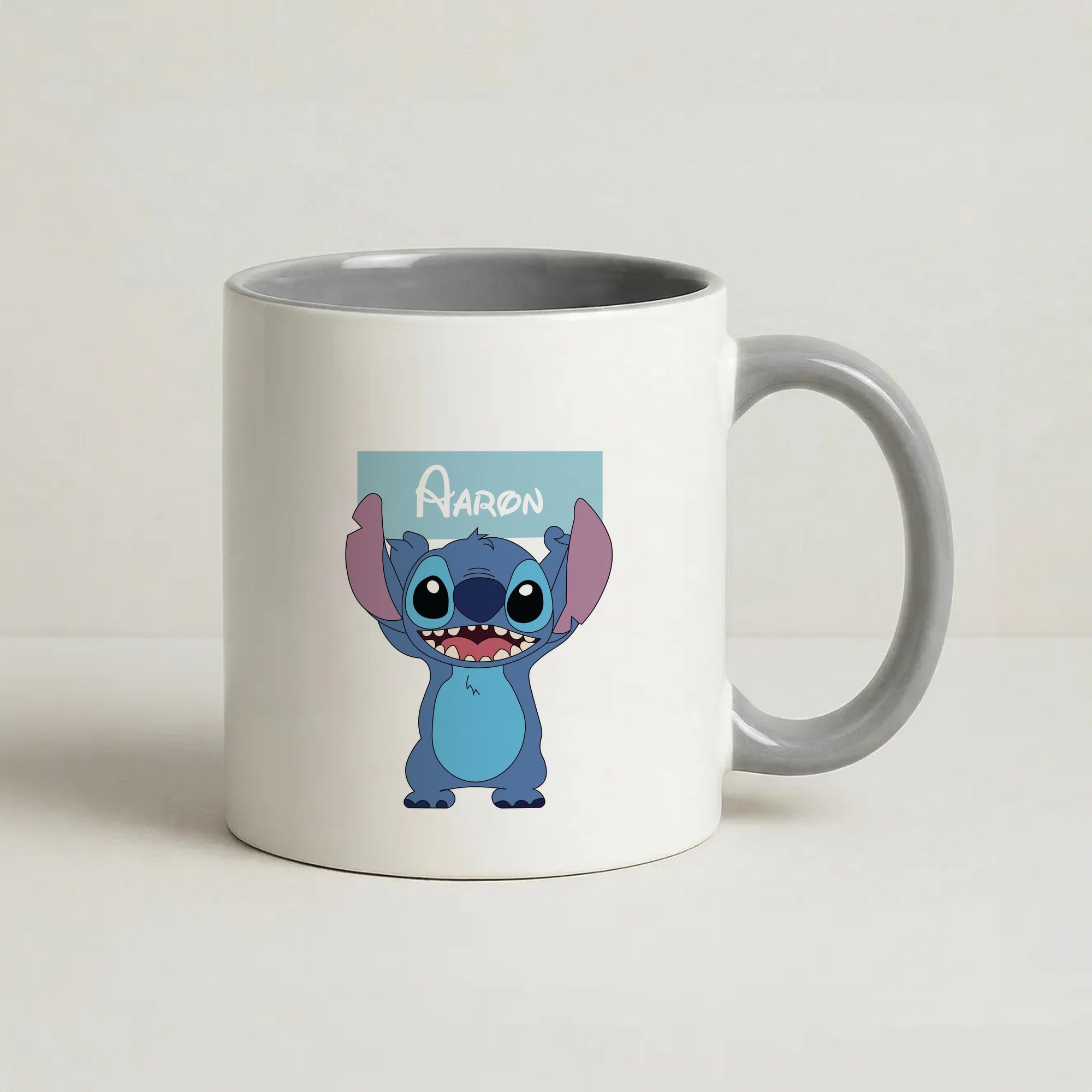 Standing Blue Alien - Personalised Disney Coffee Grey Mug