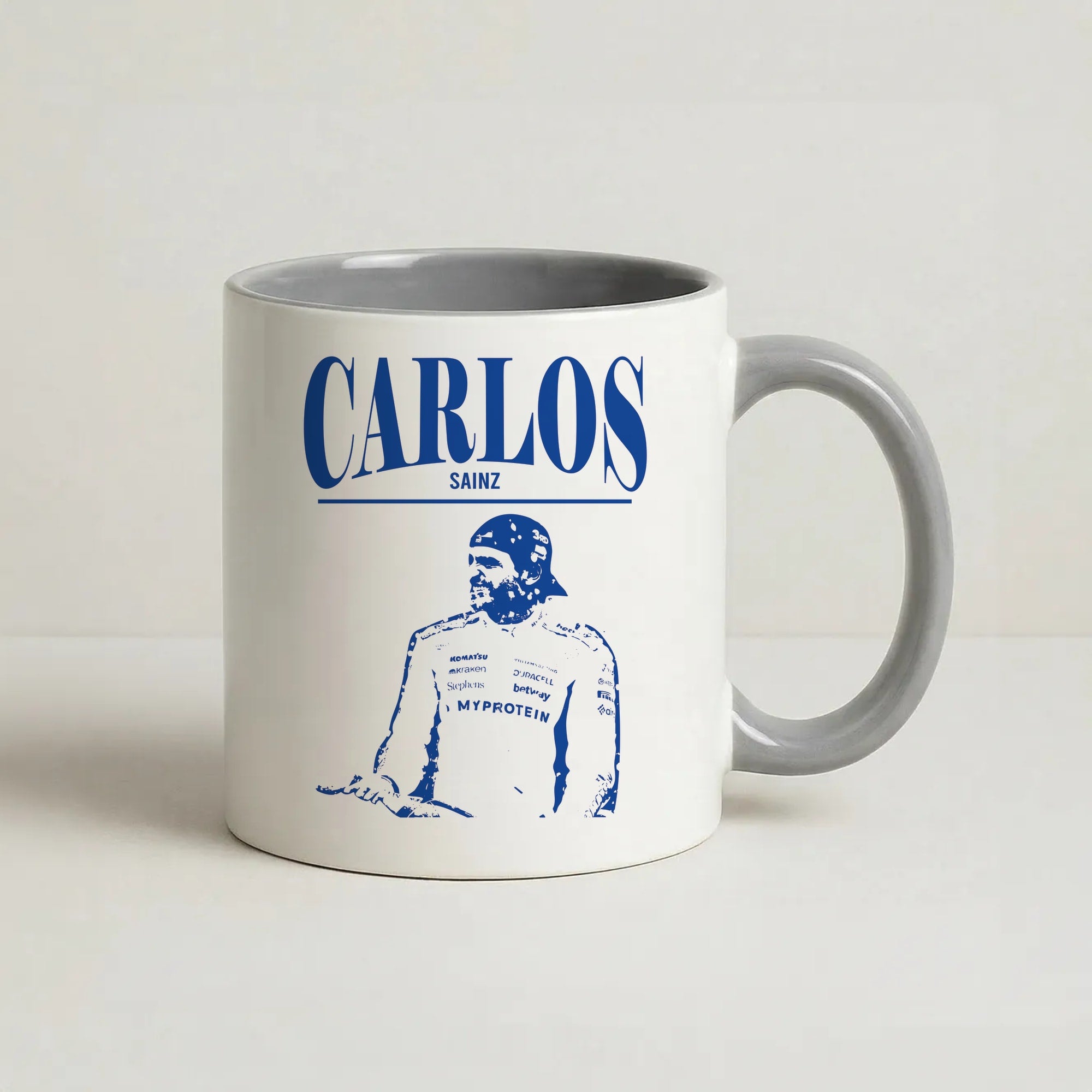 Carlos White And Blue Coffee Grey Mug