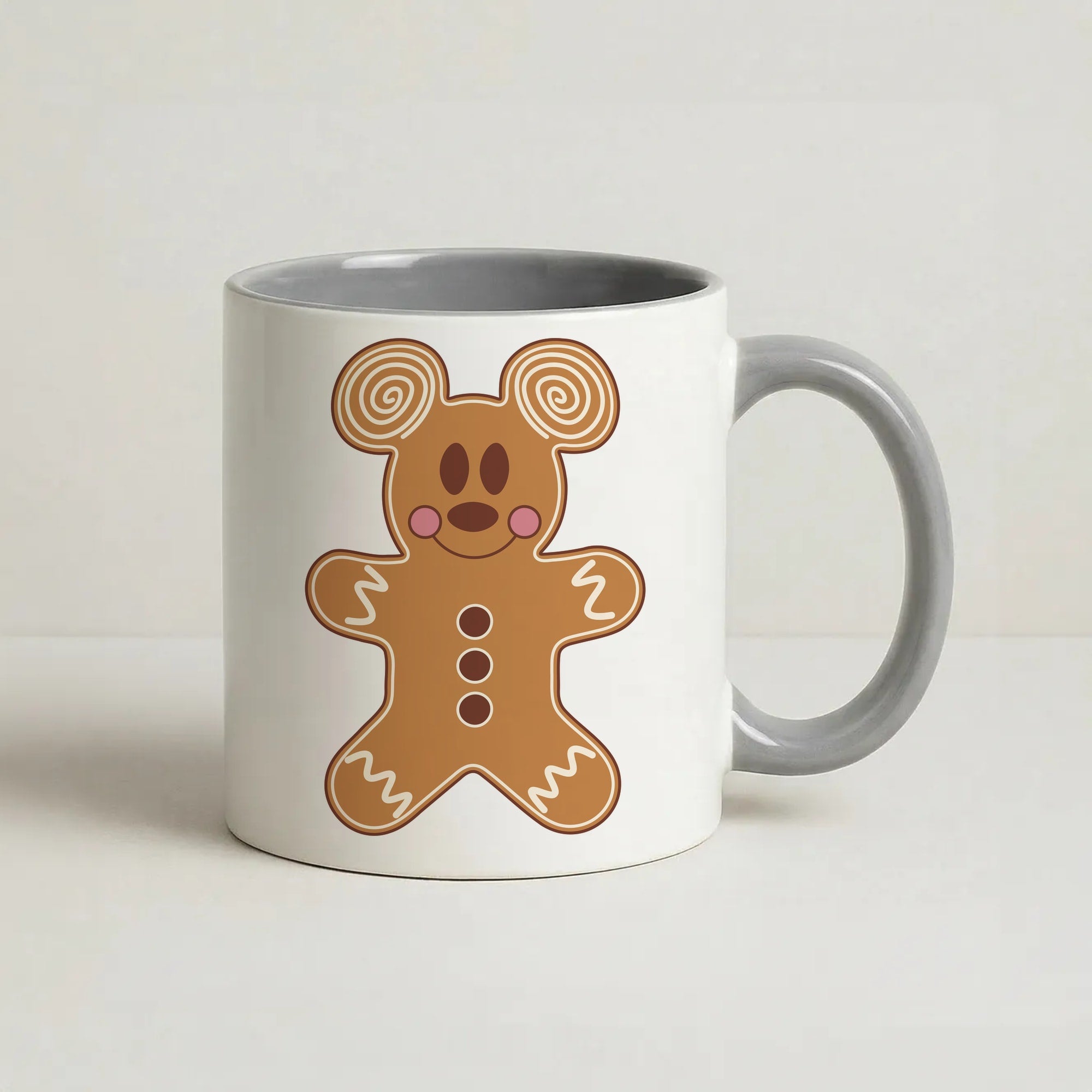 Cartoon Mouse Gingerbread Coffee Grey Mug