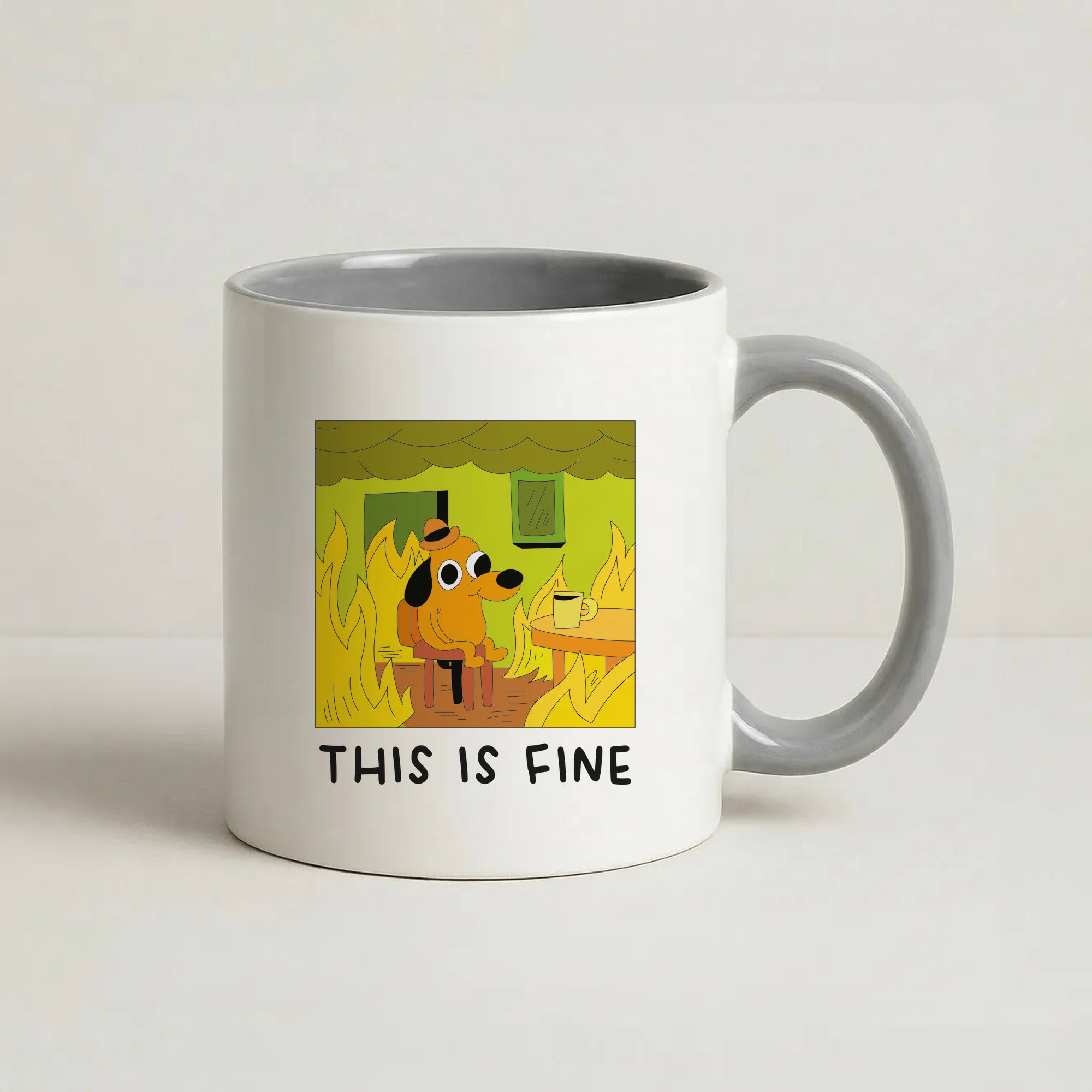 This Is Fine - Memes Coffee Grey Mug