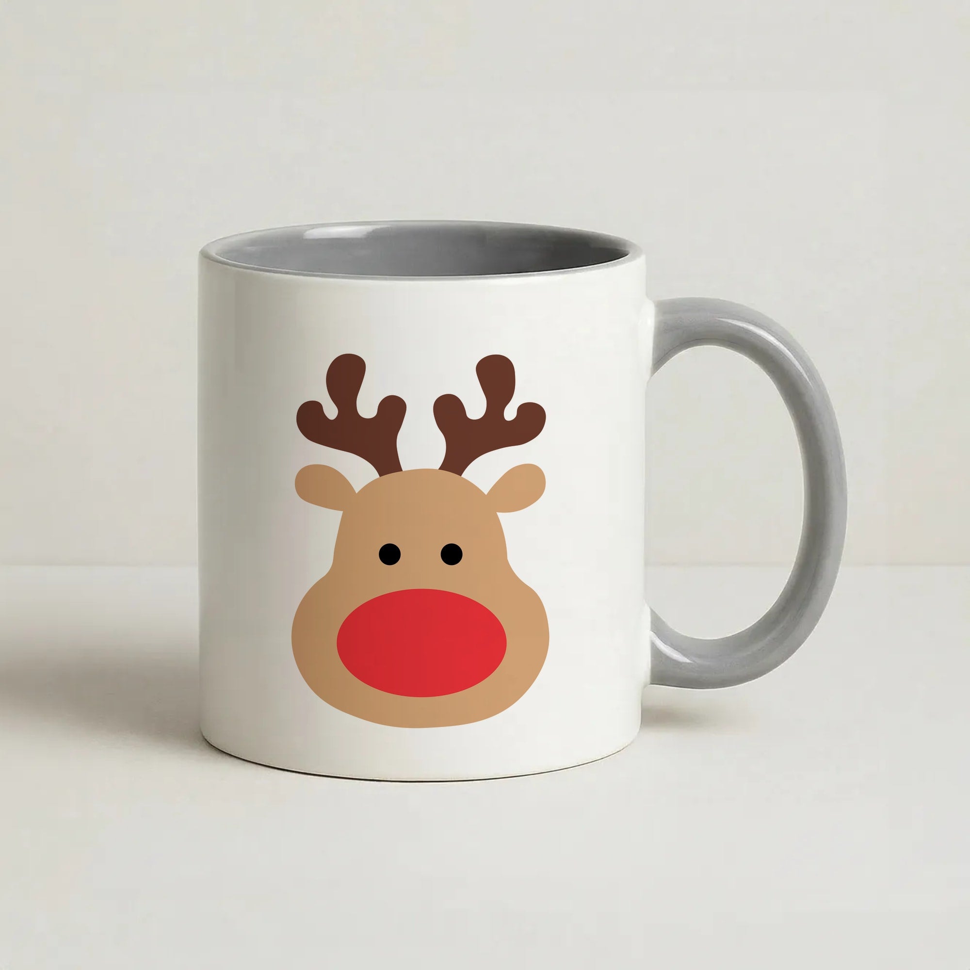 Rudolph Face - Christmas Coffee Grey Mug