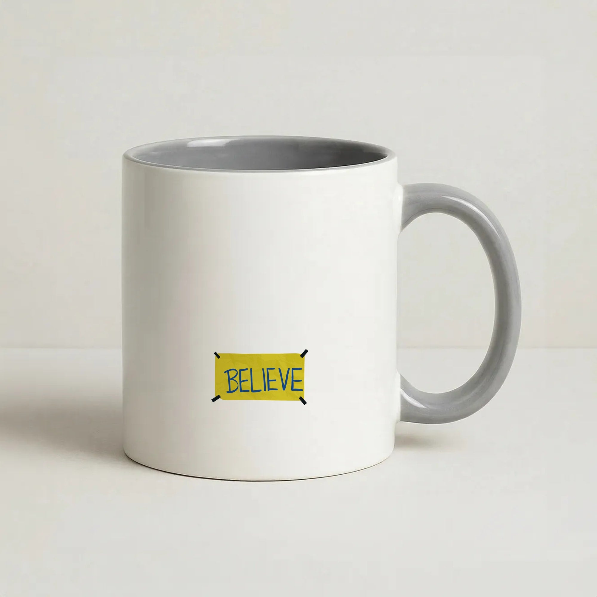 Believe Coffee Grey Mug