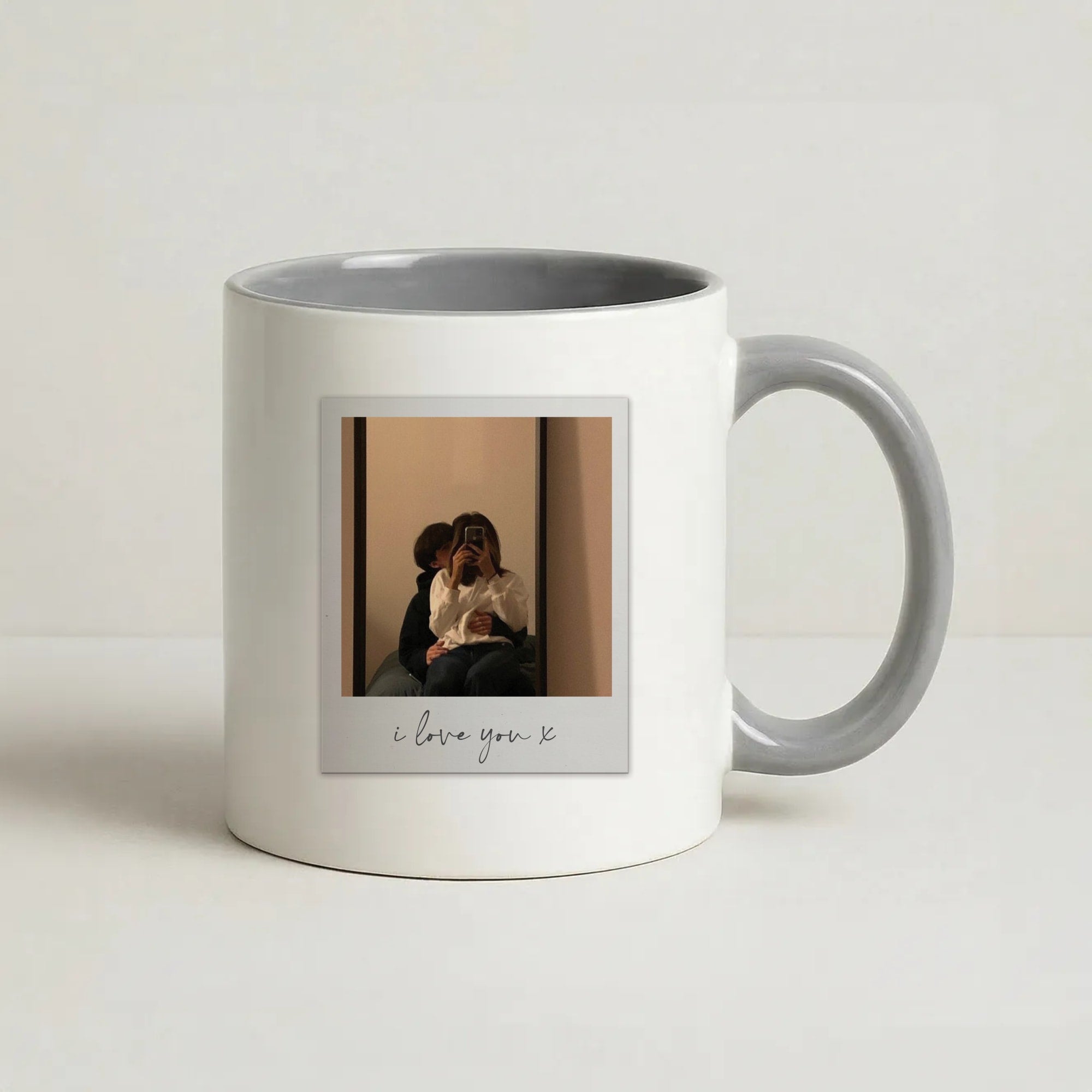 I Love You Polaroid - Personalised Couples Coffee Grey Mug