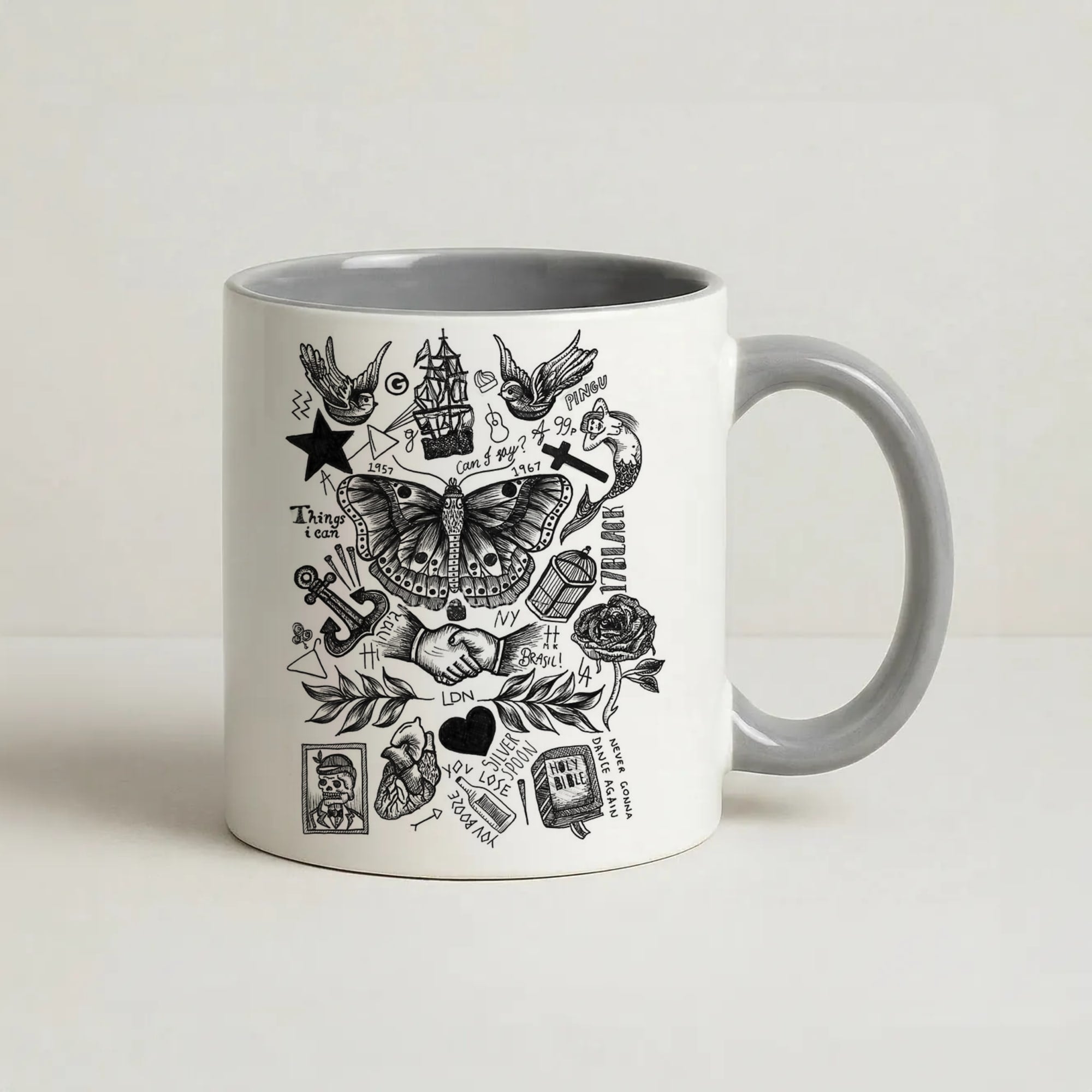 Harry Tattoos Coffee Grey Mug