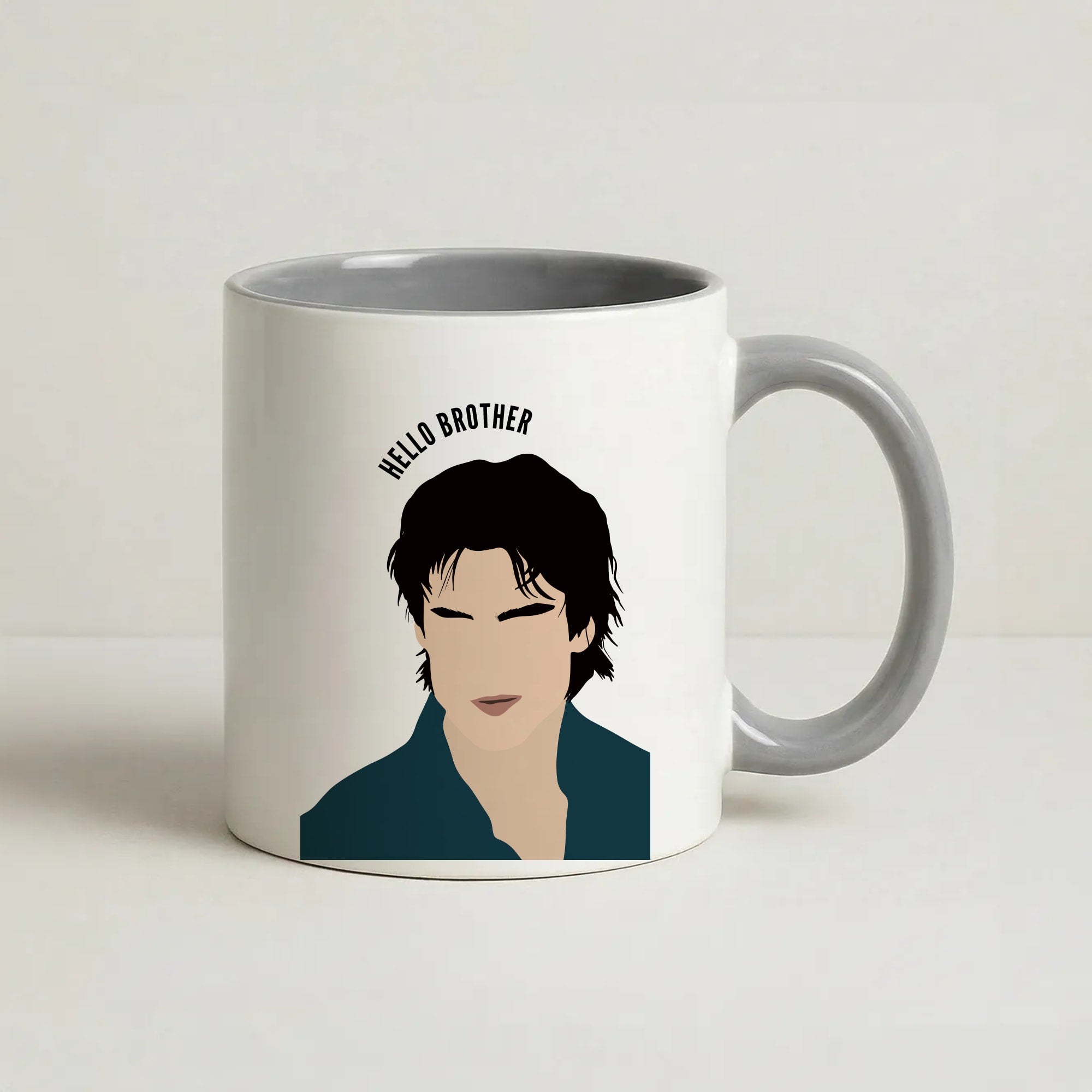 Hello Brother Cartoon - VD Coffee Grey Mug