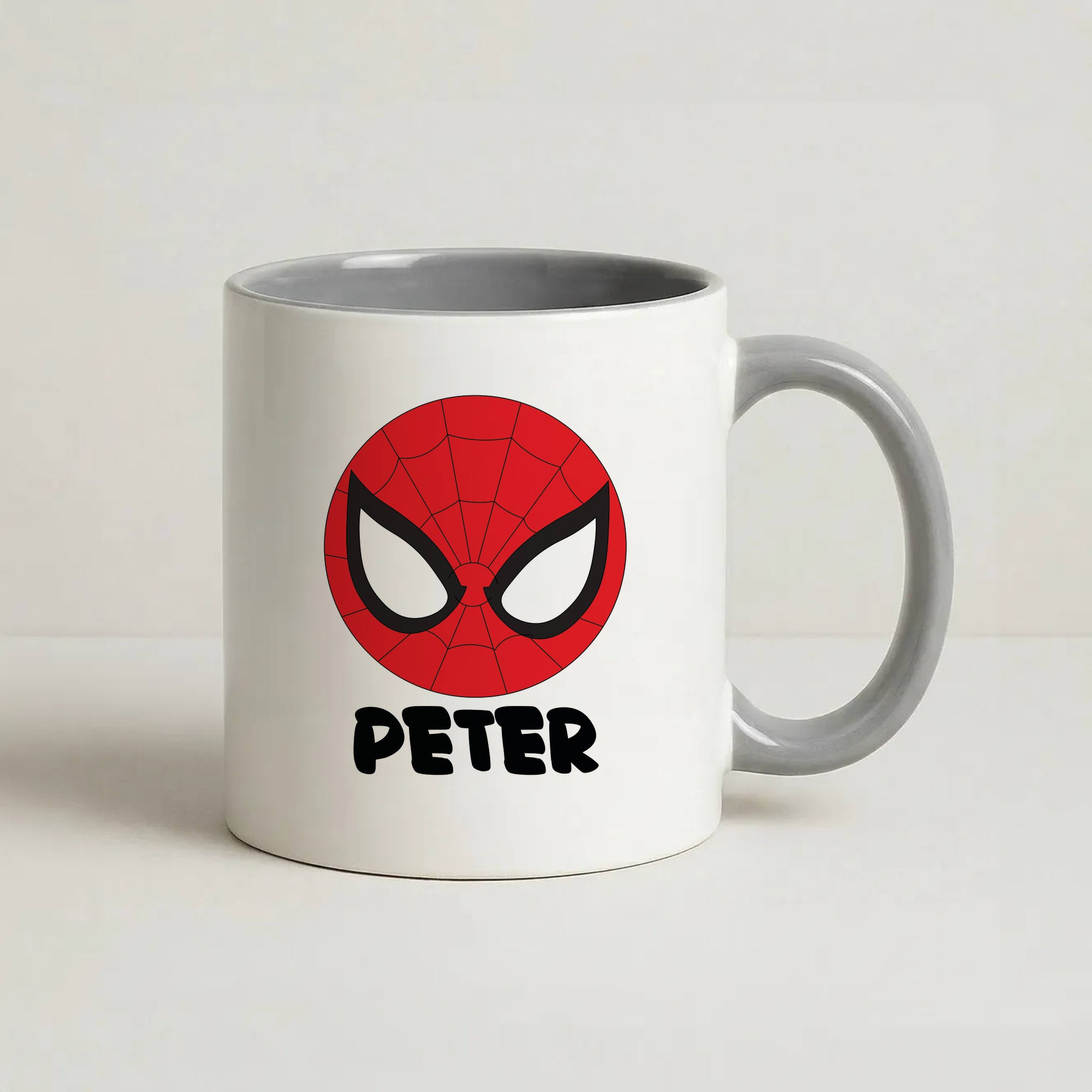 SpiderMan - Personalised Superhero Comic Coffee Grey Mug