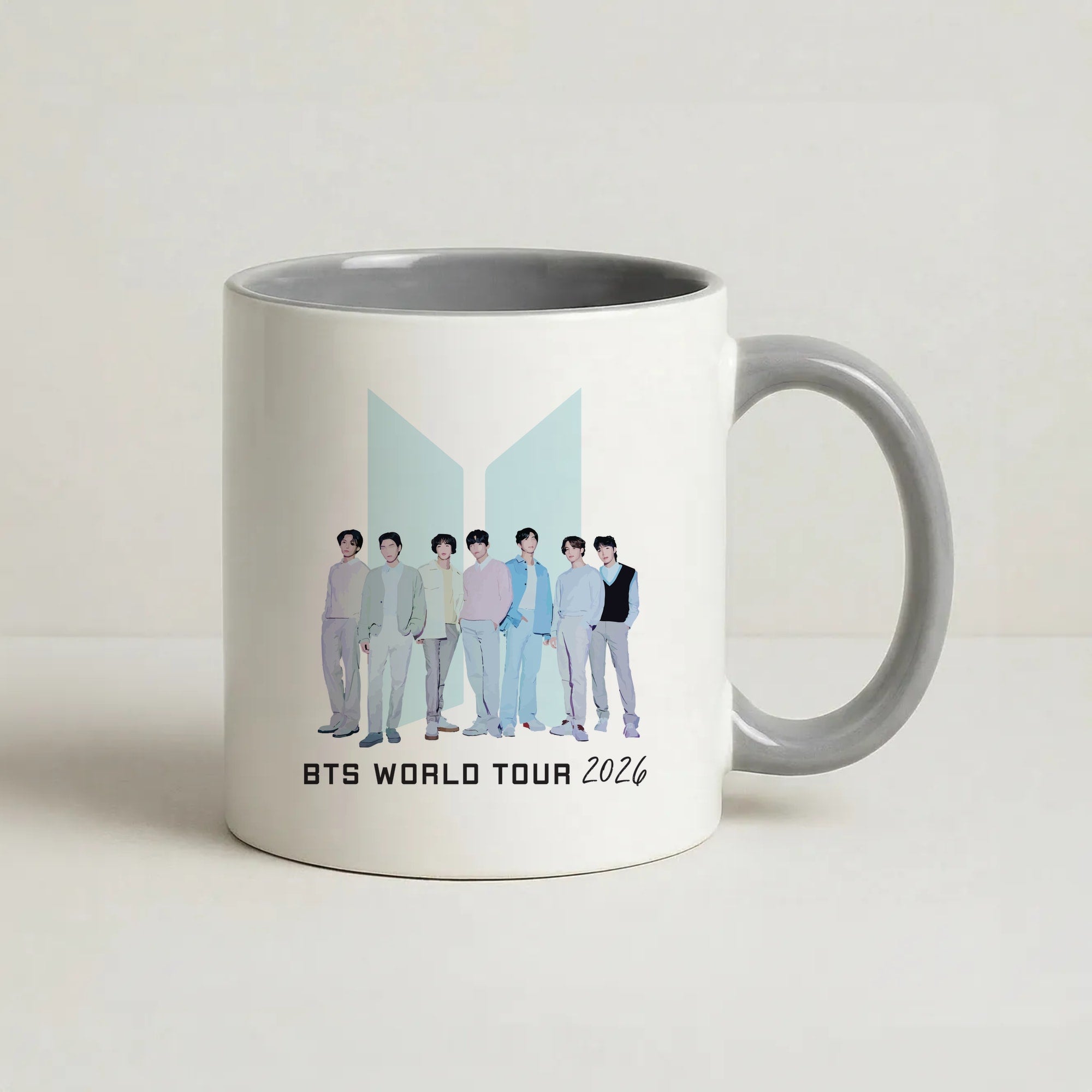 K-Pop Band Tour Pastel Blue Coffee Grey Mug