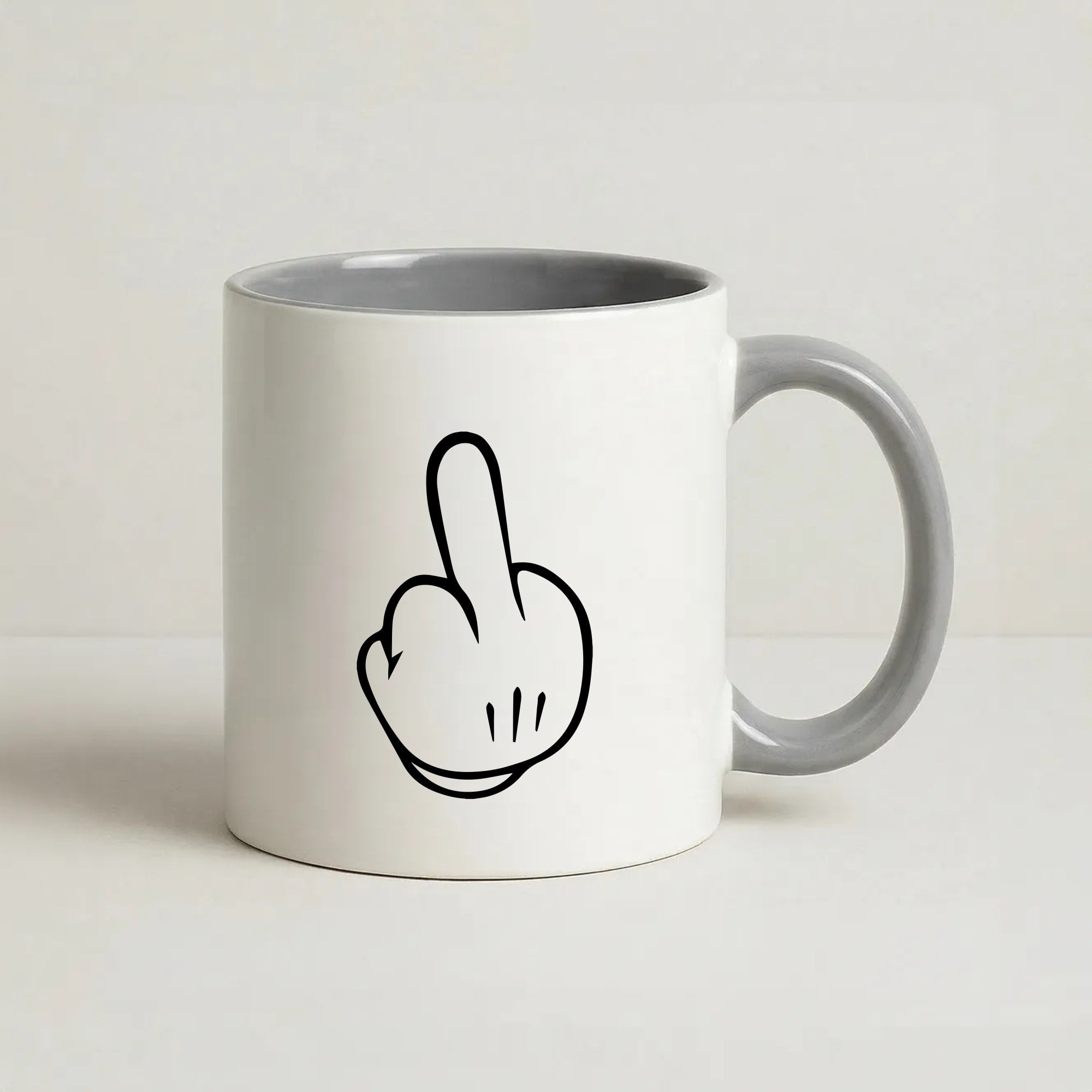 Fairytale Mouse Middle Finger Coffee Grey Mug