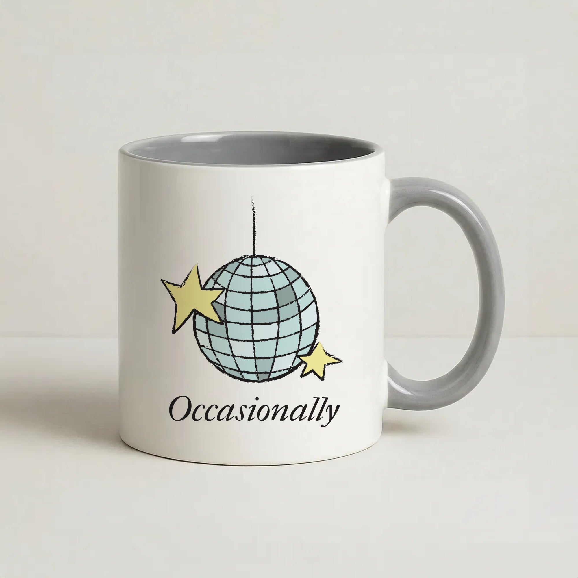 Ocasionally Discoball Coffee Grey Mug