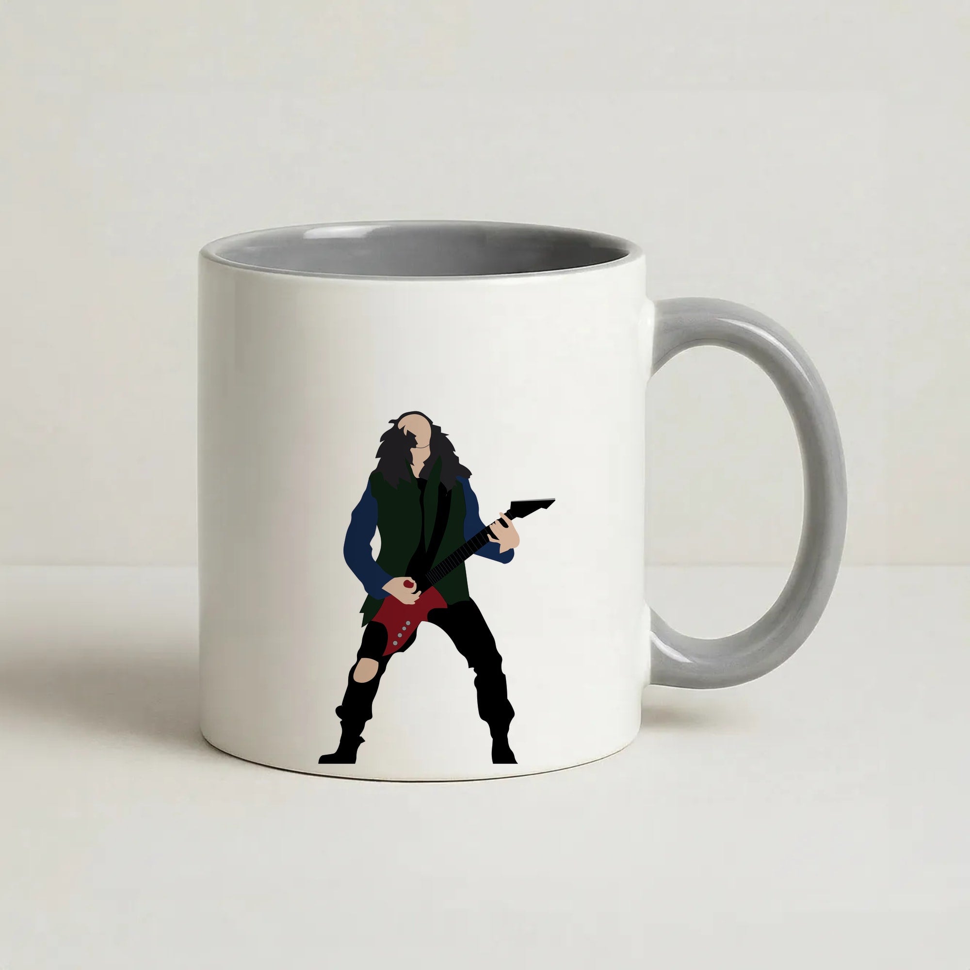 Eddie Munson Playing Guitar Coffee Grey Mug