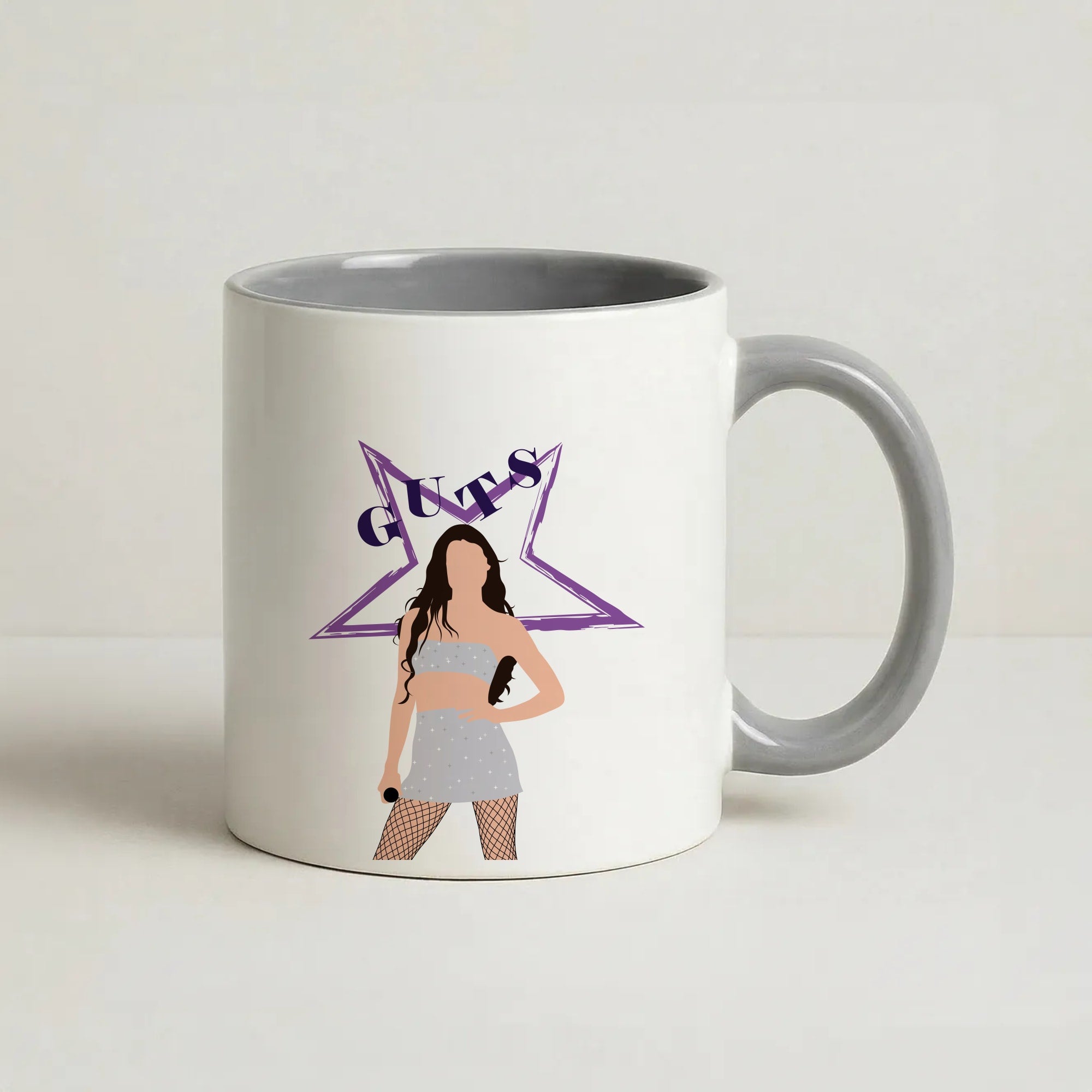 Dark Purple Olivia Coffee Grey Mug