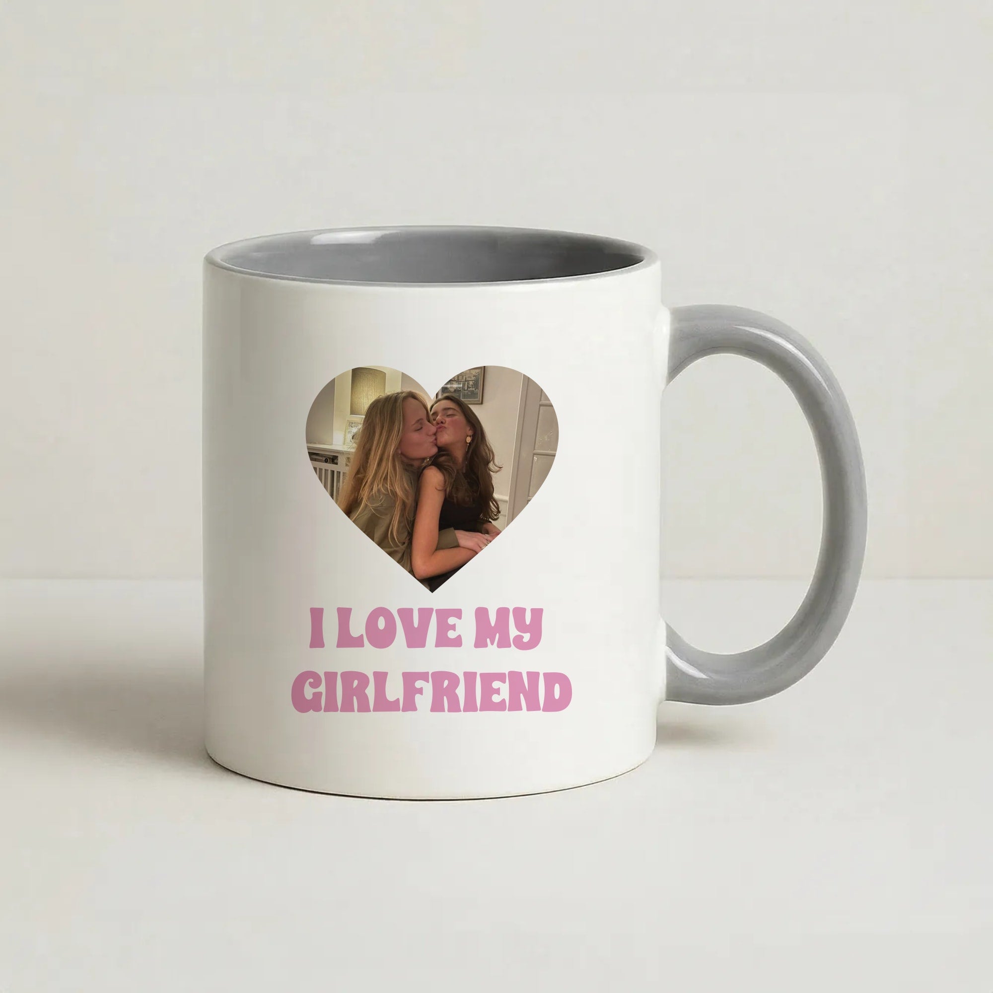 I Love My Girlfriend - Personalised Couples Coffee Grey Mug