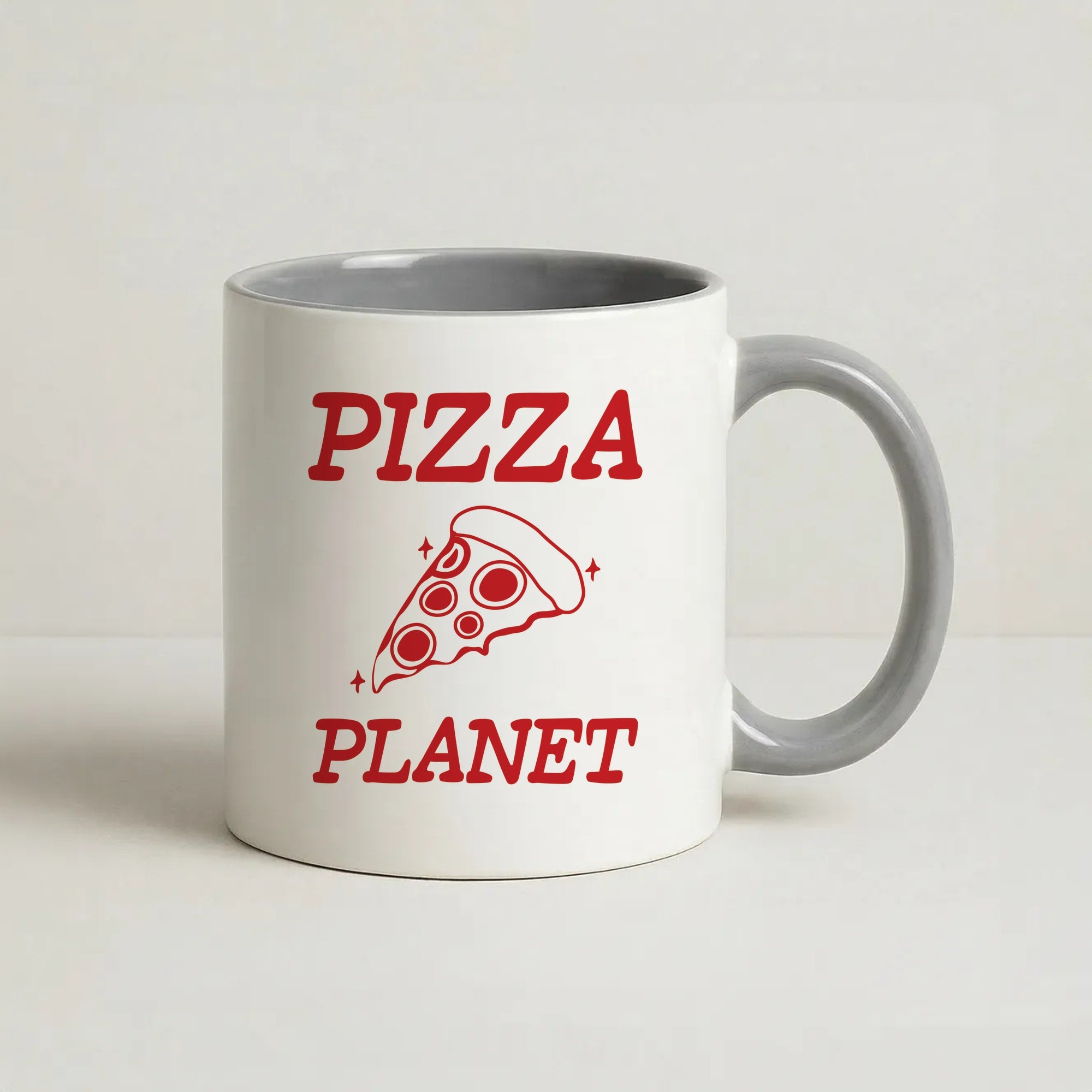Retro Pizza Planet Coffee Grey Mug