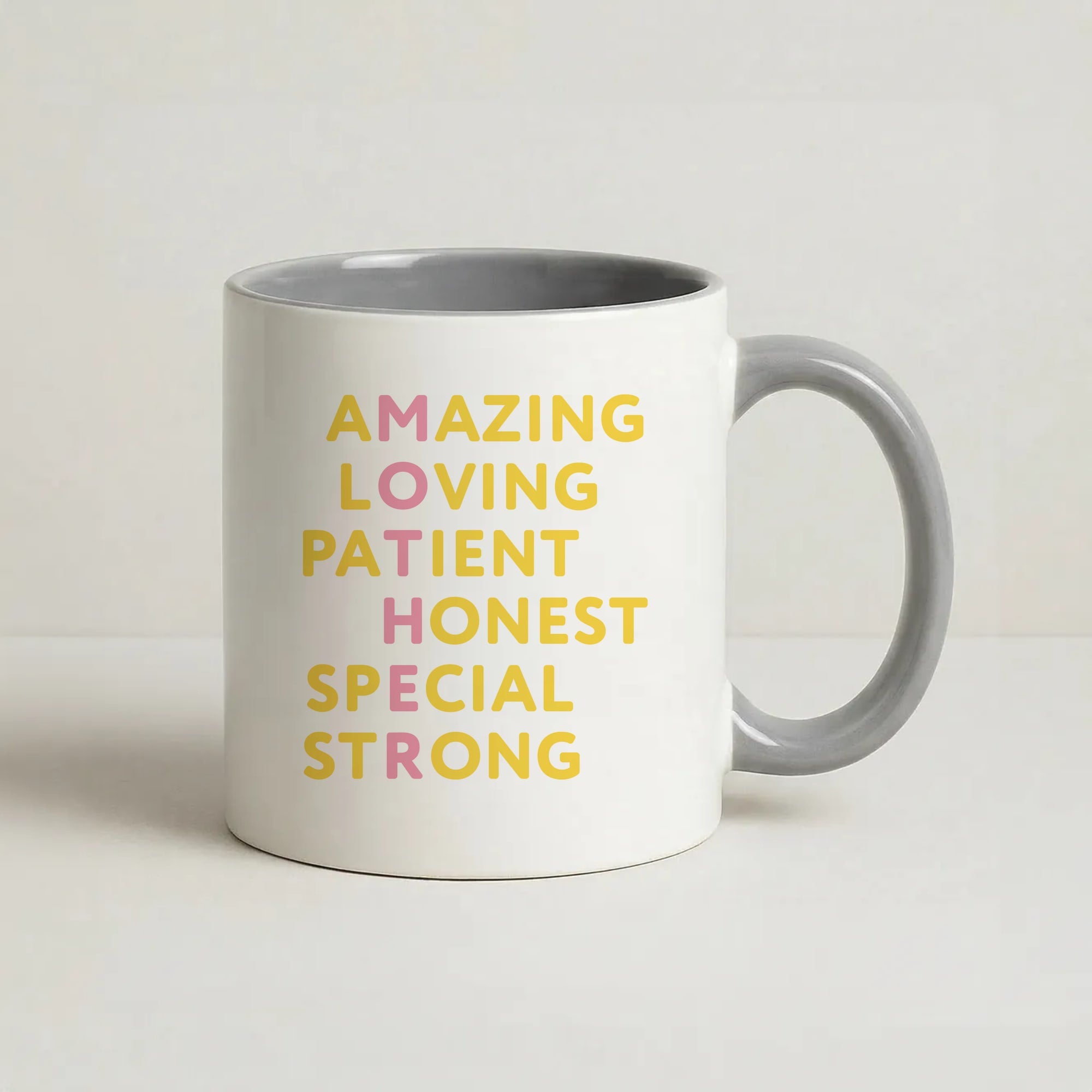 Mother Anagram Coffee Grey Mug