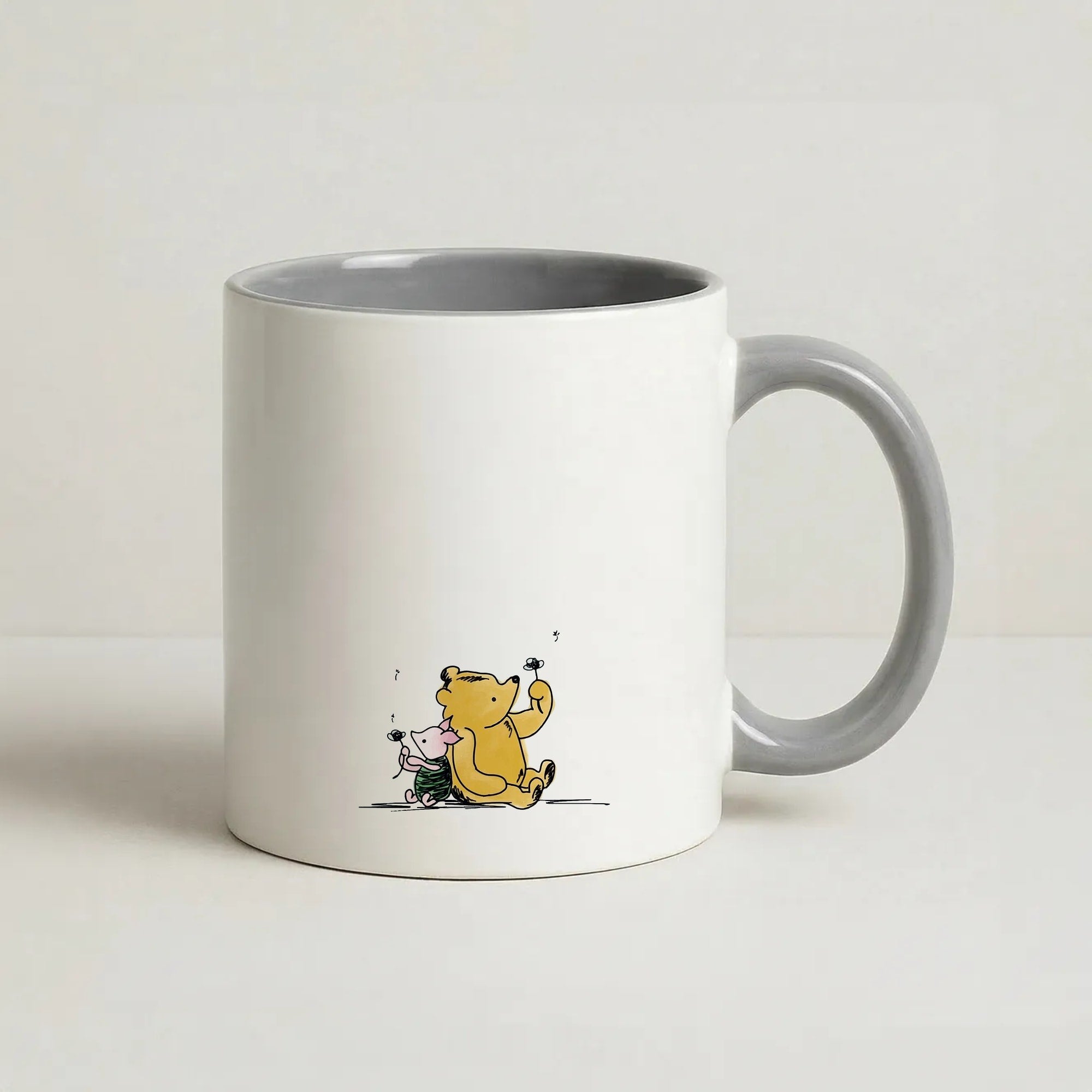 Winnie & Pig Coffee Grey Mug