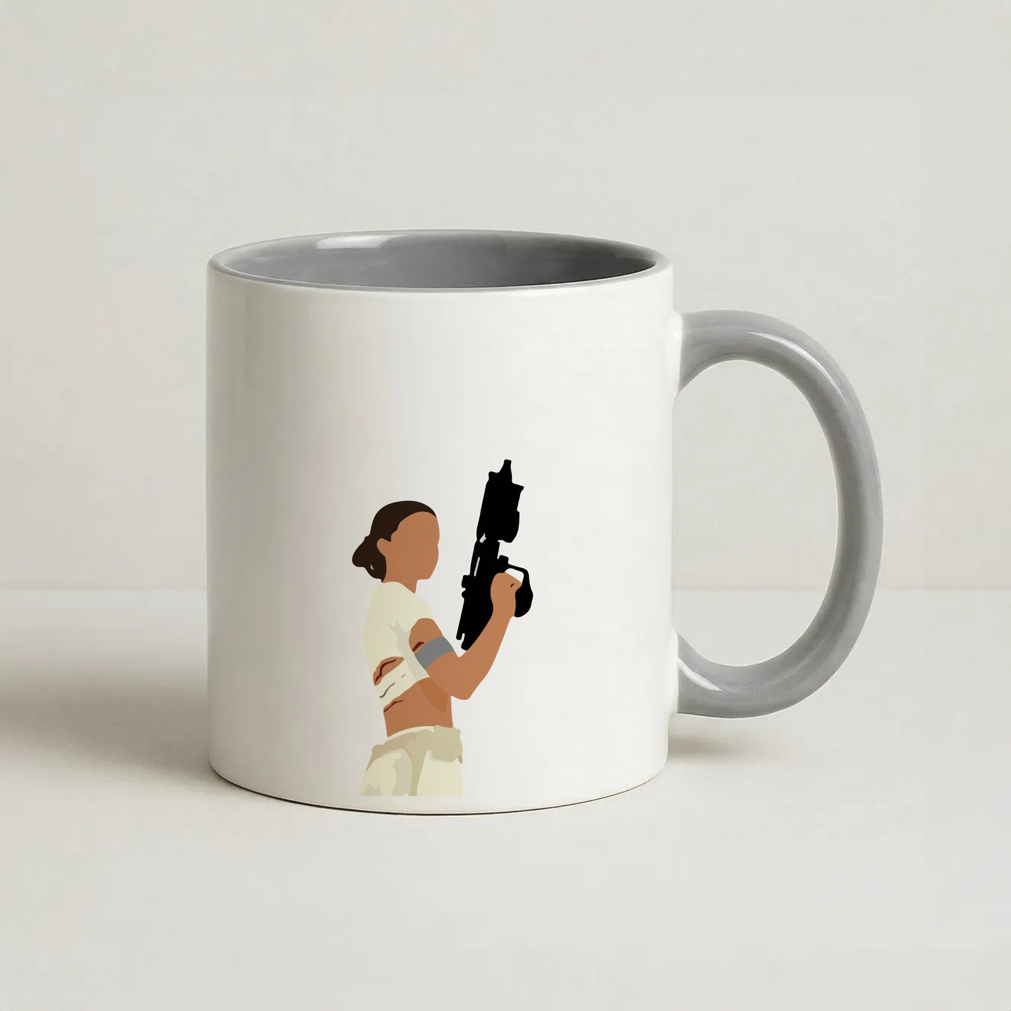 Leia With Gun Coffee Grey Mug