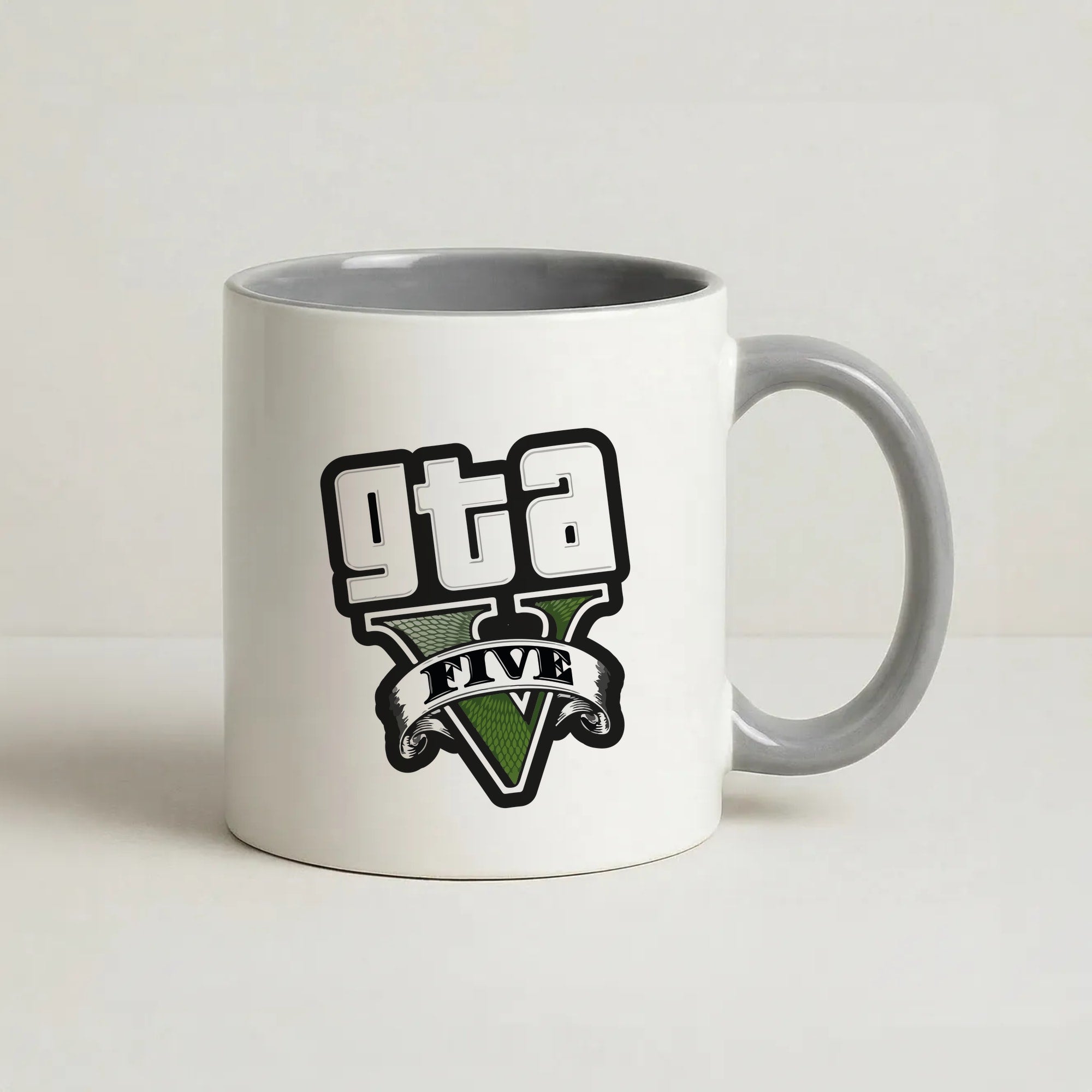Green Five - Video Game Coffee Grey Mug