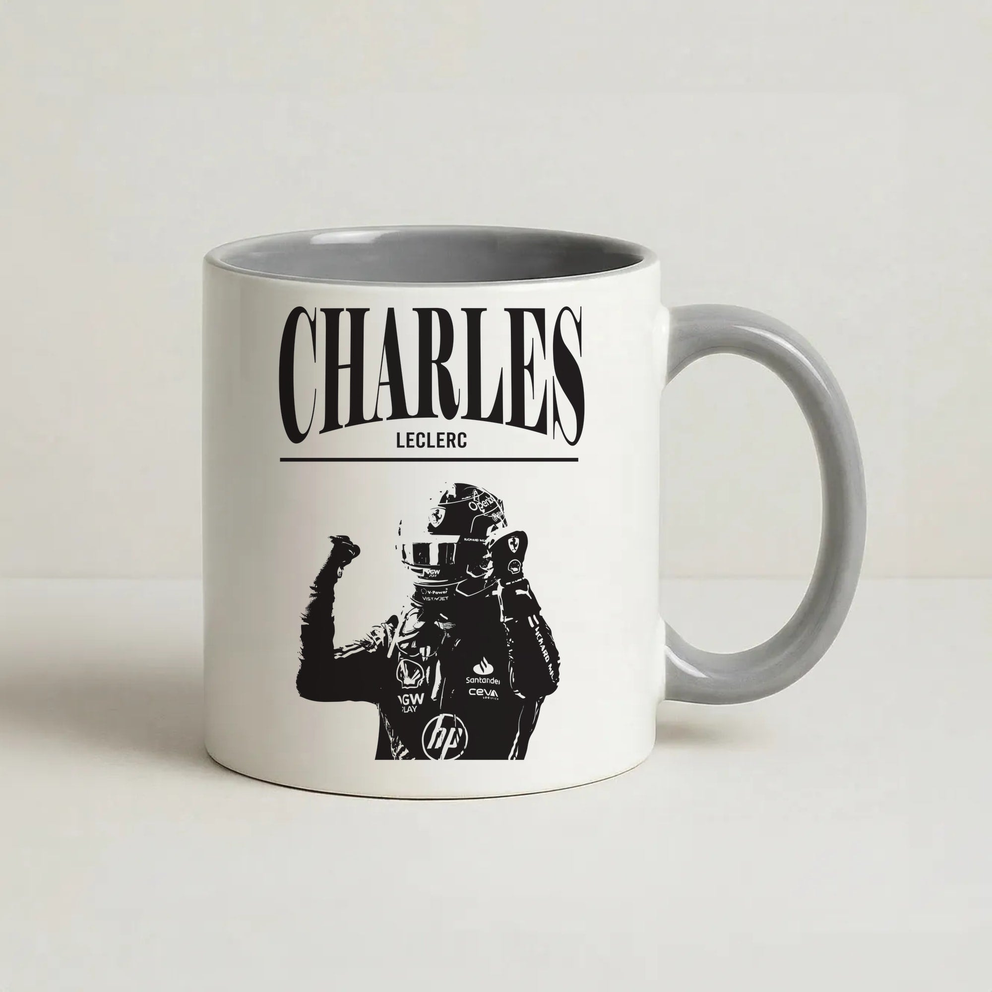 Charles Red And Gold Coffee Grey Mug