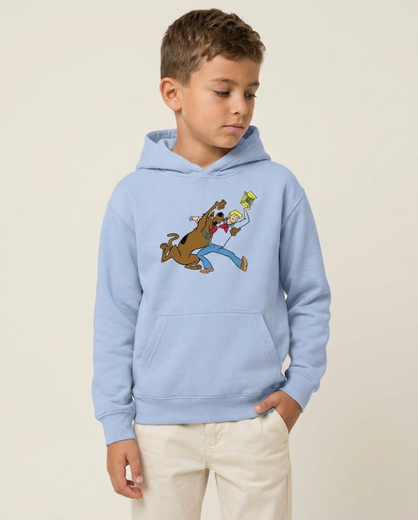 Scooby Snacks - Scoob Kids Hoodie — Blue Front, worn