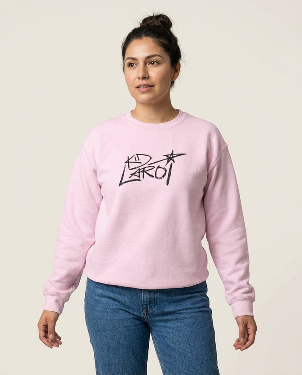 Kid Sketch Sweatshirt — Pink Front, worn