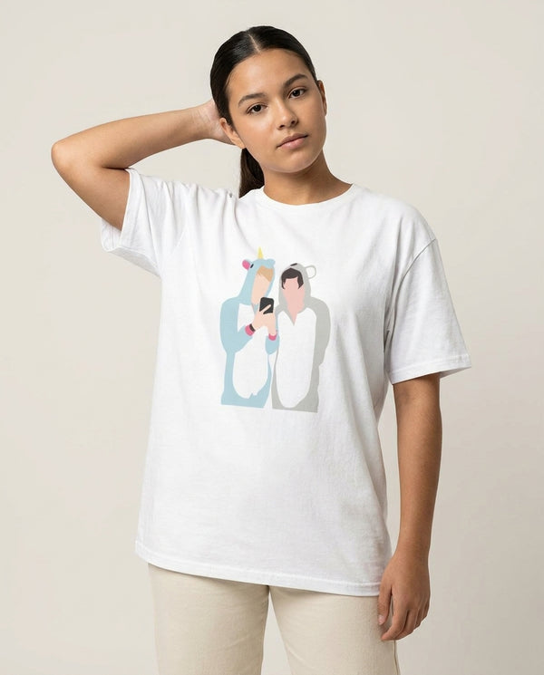 Onsies - S & C T-Shirt — White Front, worn