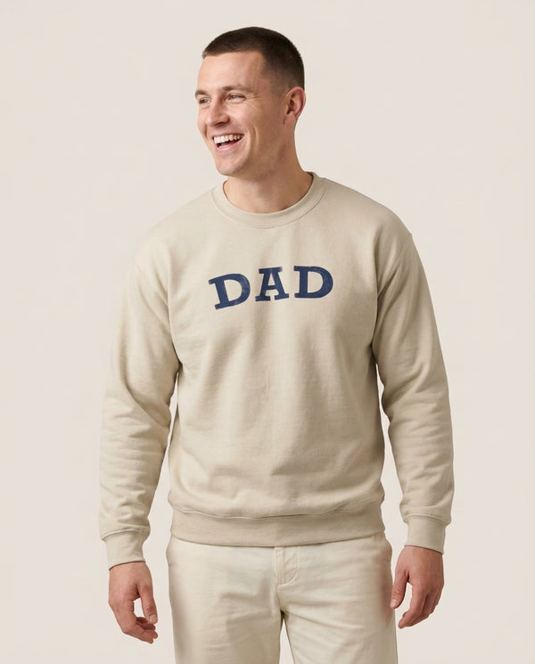DAD Letters Sweatshirt — Sand Front, worn