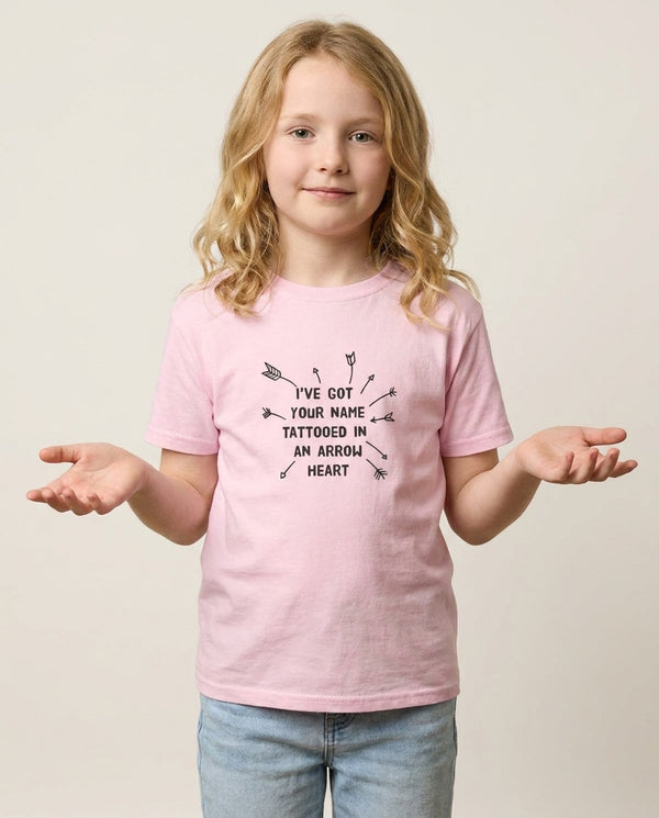 She Looks So Perfect Kids T-Shirt — Pink Front, worn