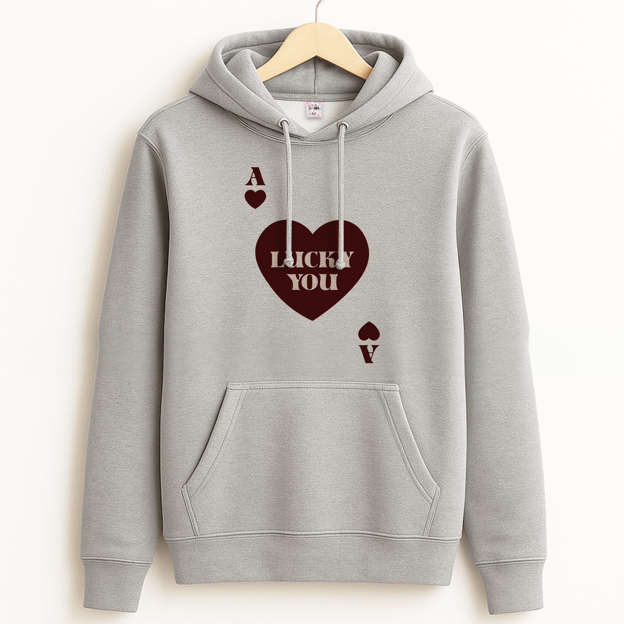 Ace Of Hearts Lucky You Grey Hoodie