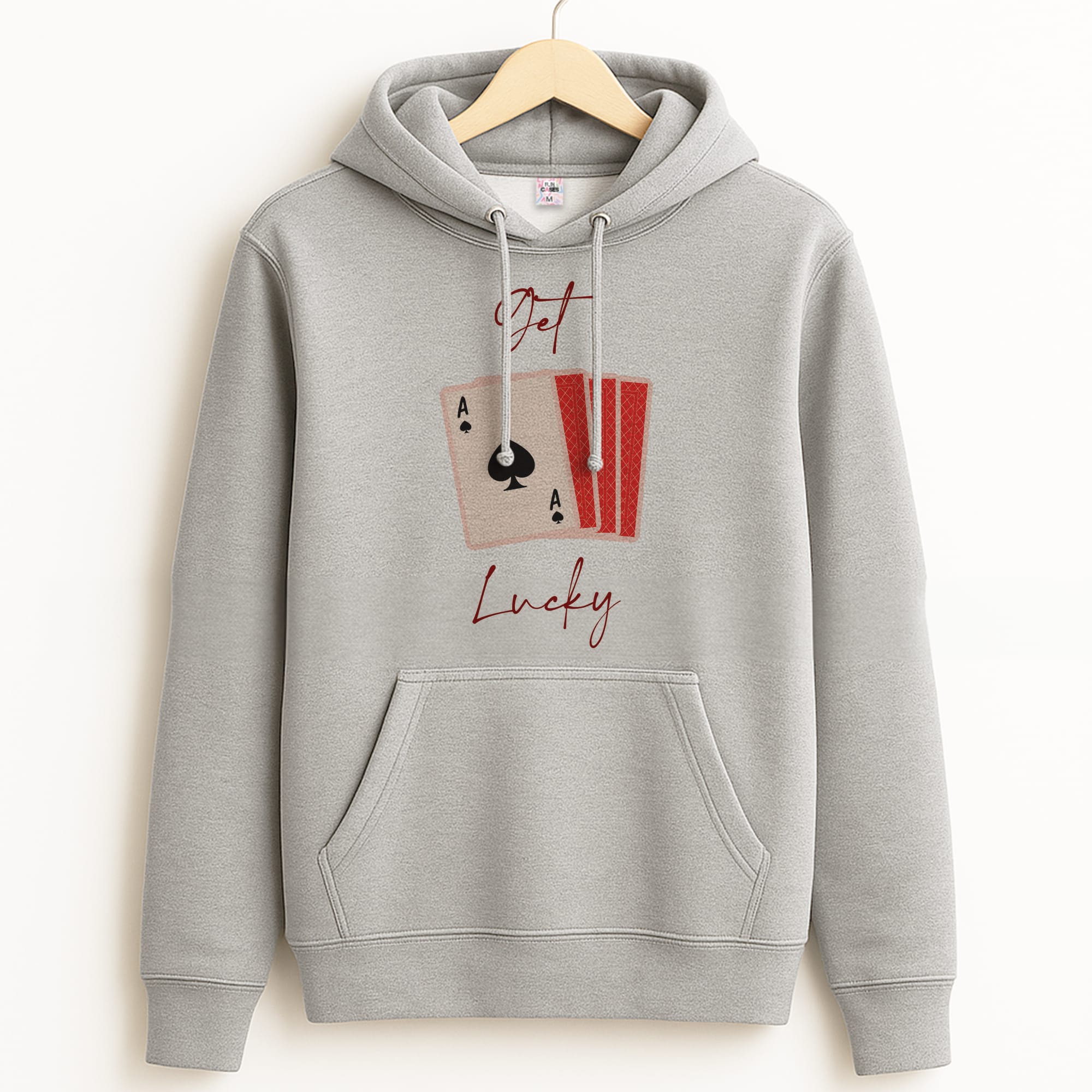 Get Lucky Set Of Cards Grey Hoodie
