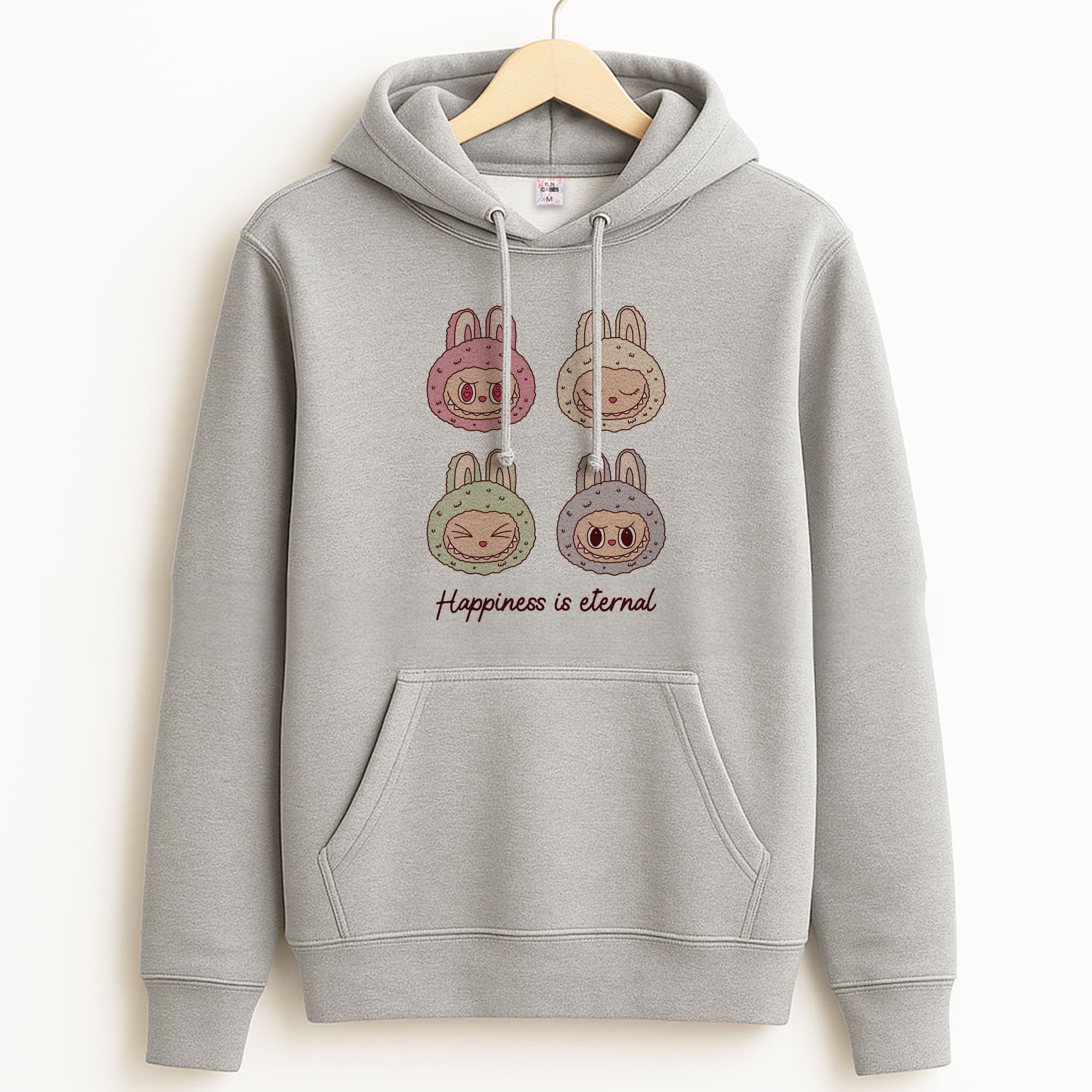Happiness Is Eternal Monsters Grey Hoodie