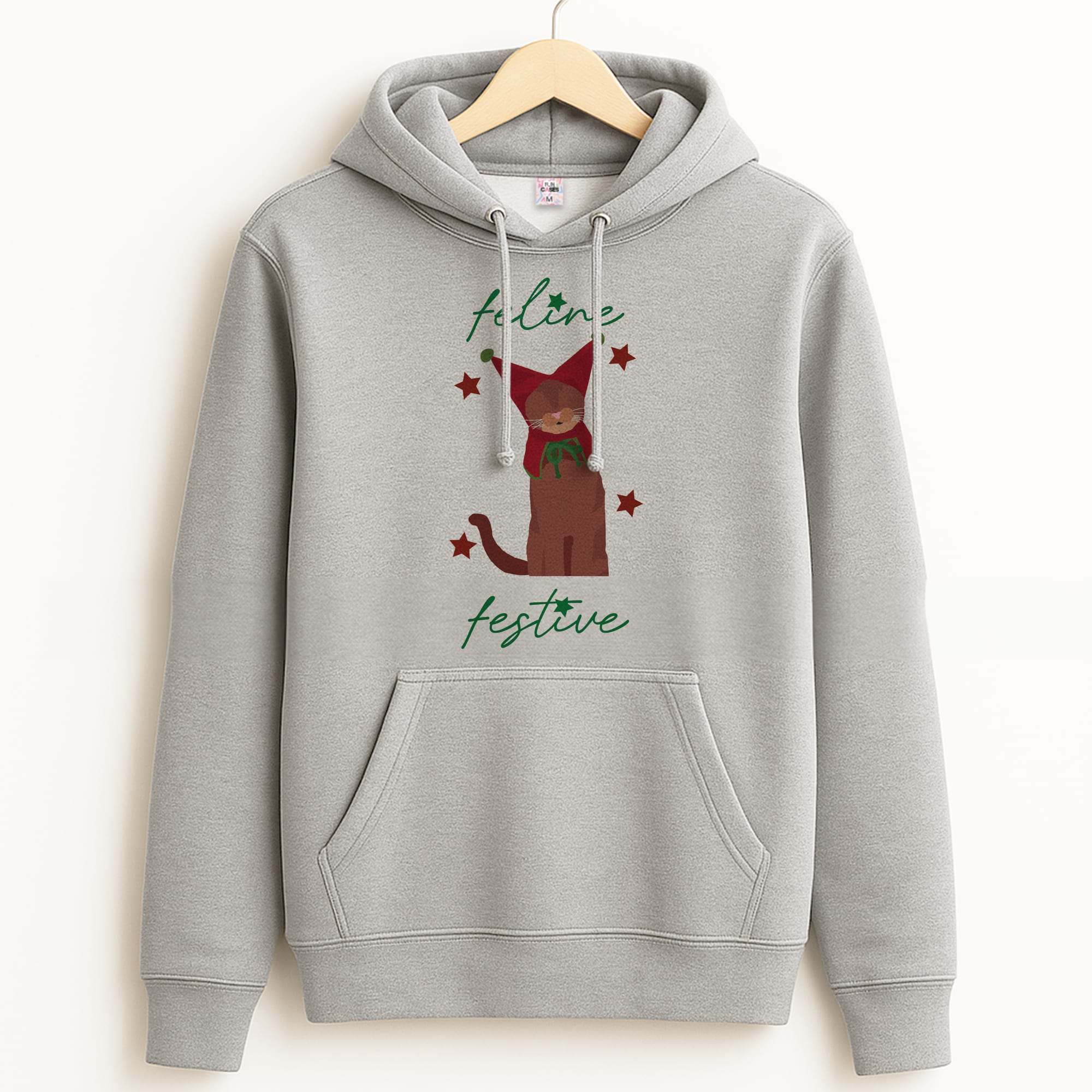 Feline Festive Grey Hoodie