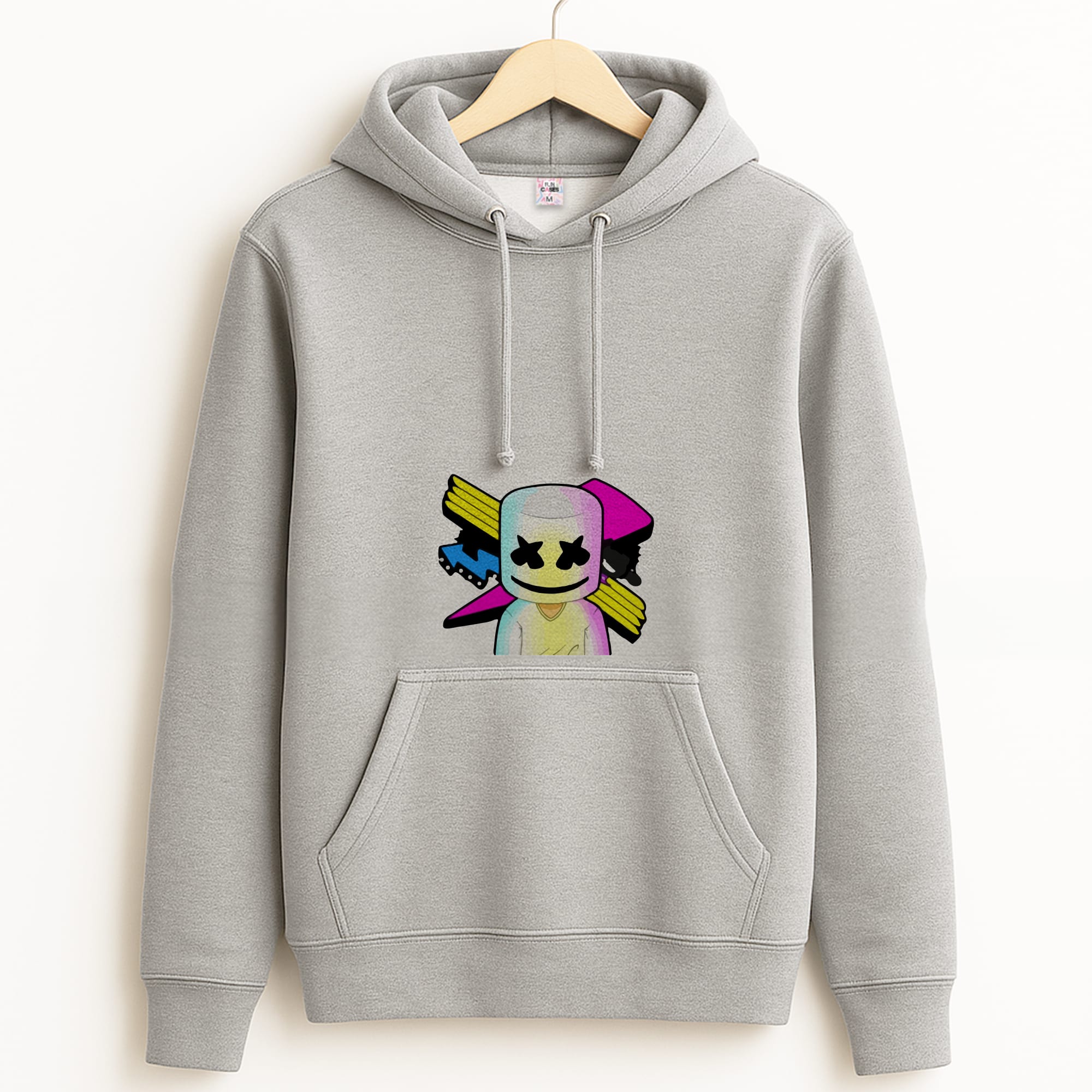 Neon Logo White Helmet DJ Grey Hoodie