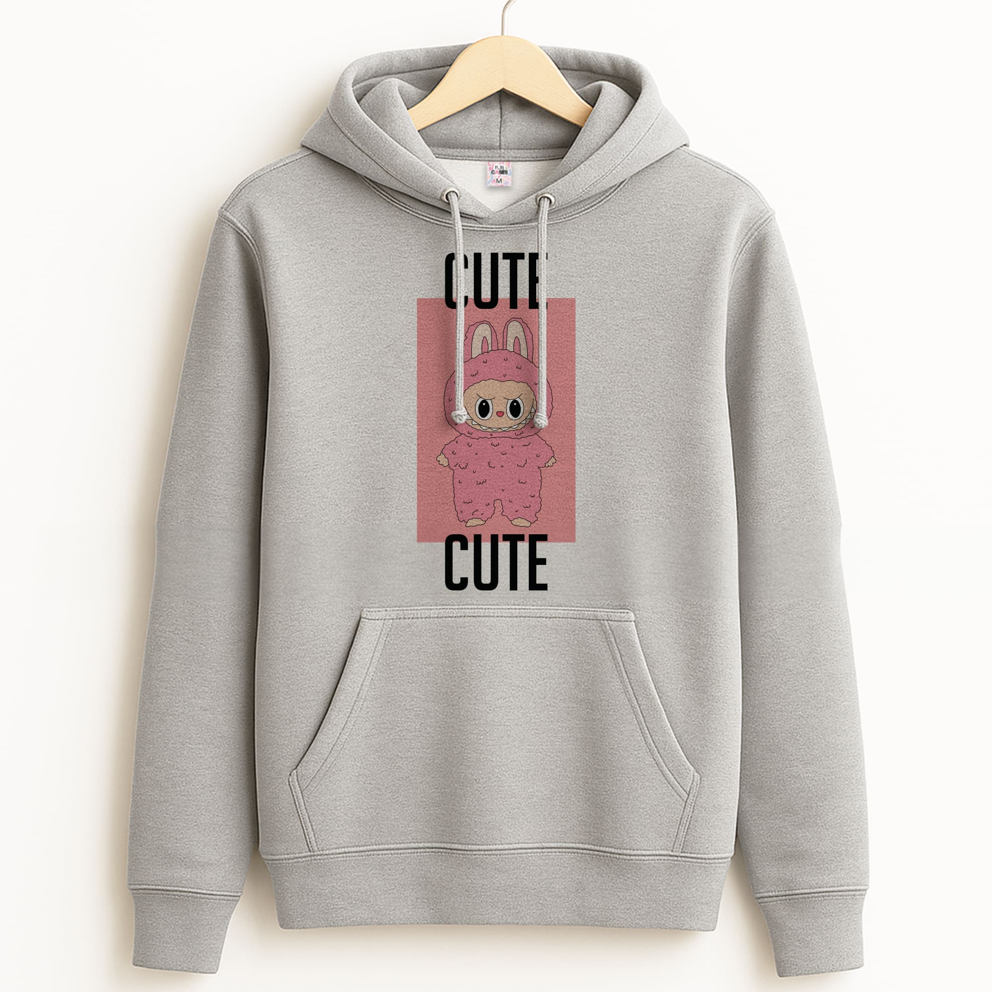 Cute Pink Monster Grey Hoodie