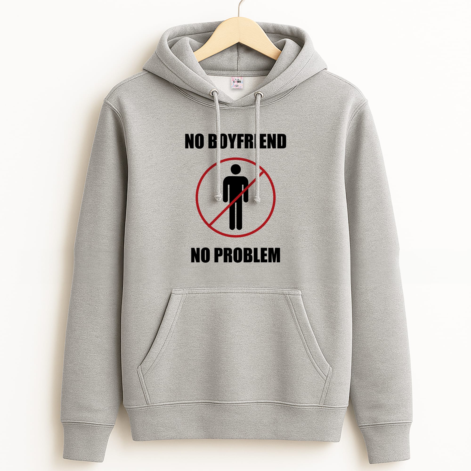 No Boyfriend No Problem Grey Hoodie