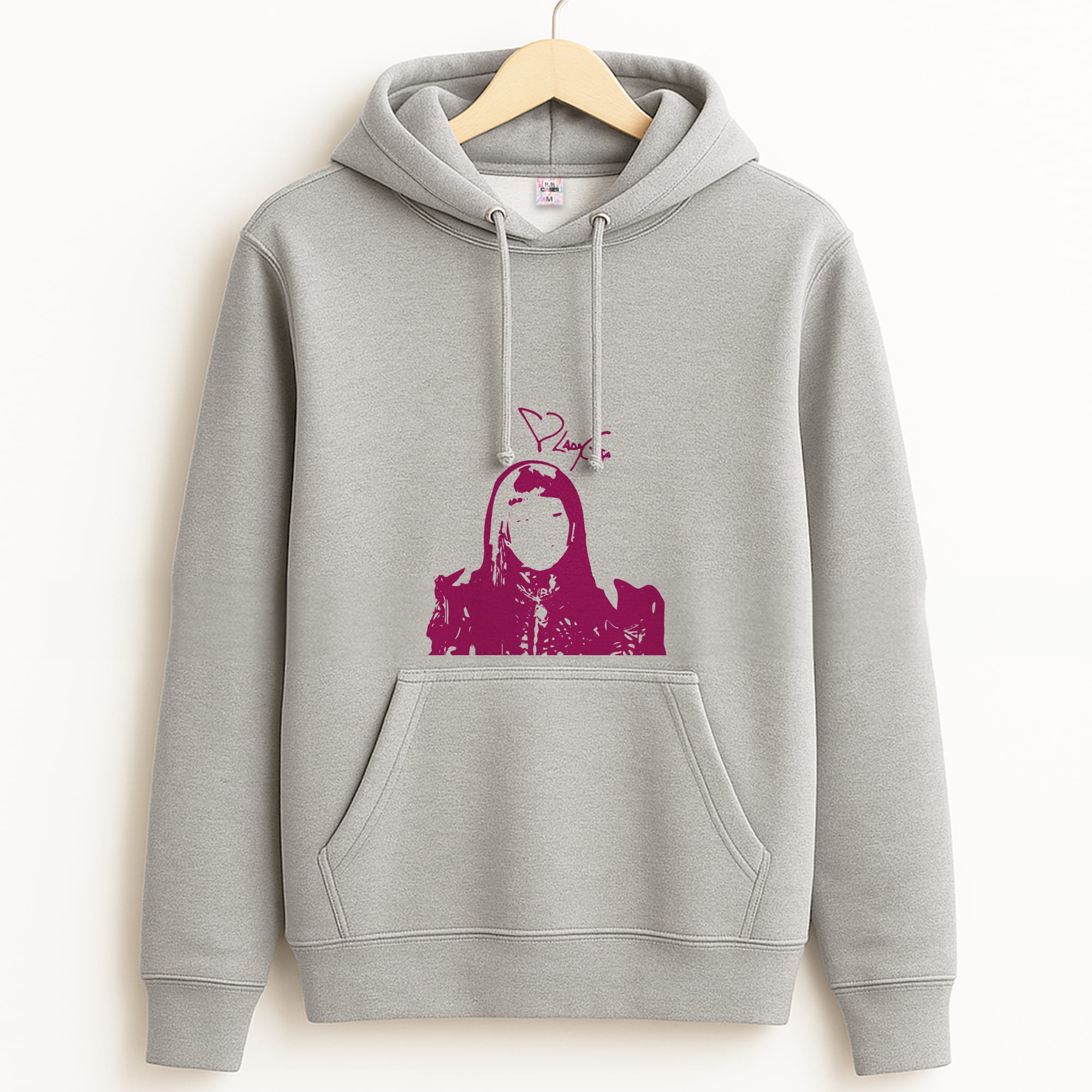 Pink Gaga Silhouette Grey Hoodie