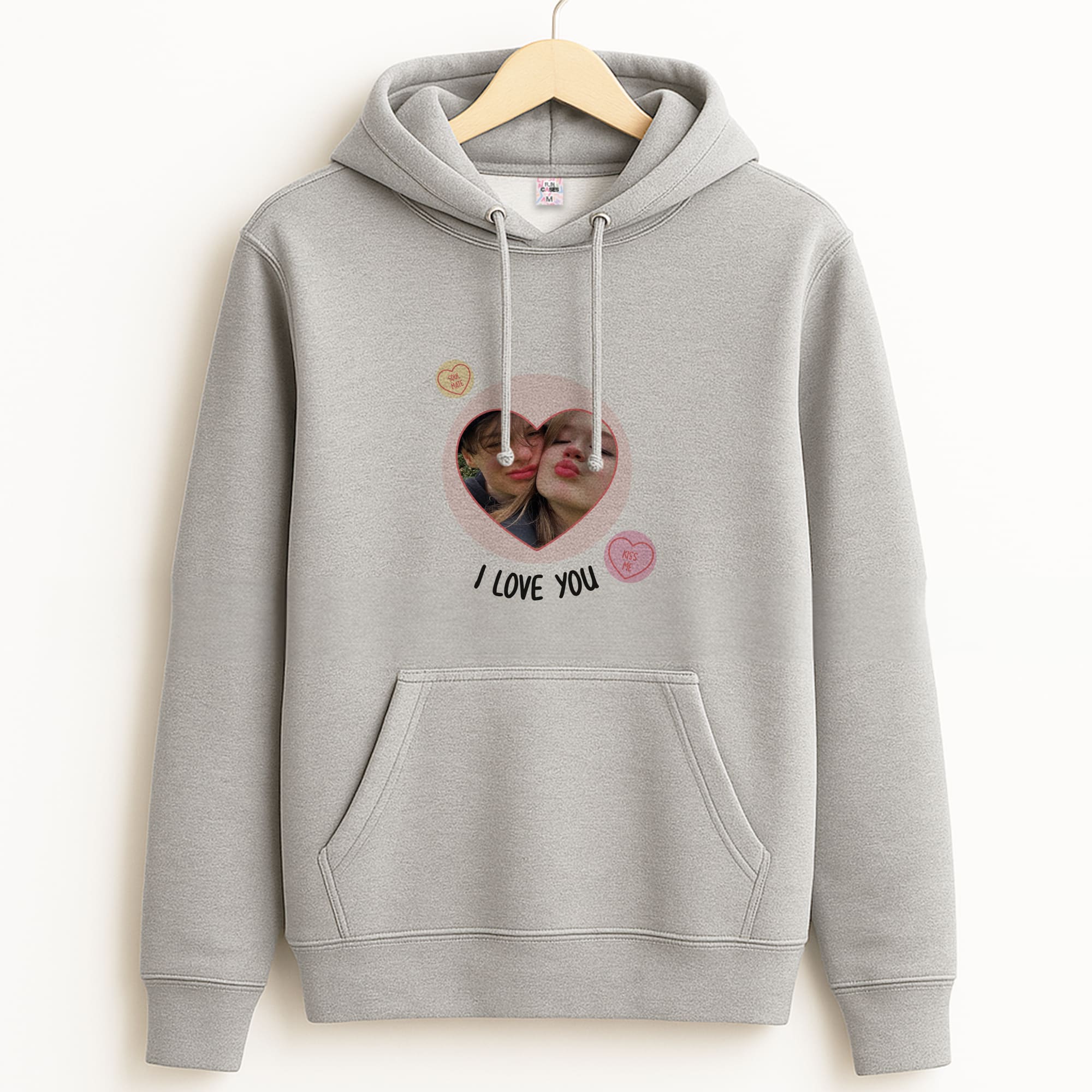 I Love You - Personalised Couples Grey Hoodie
