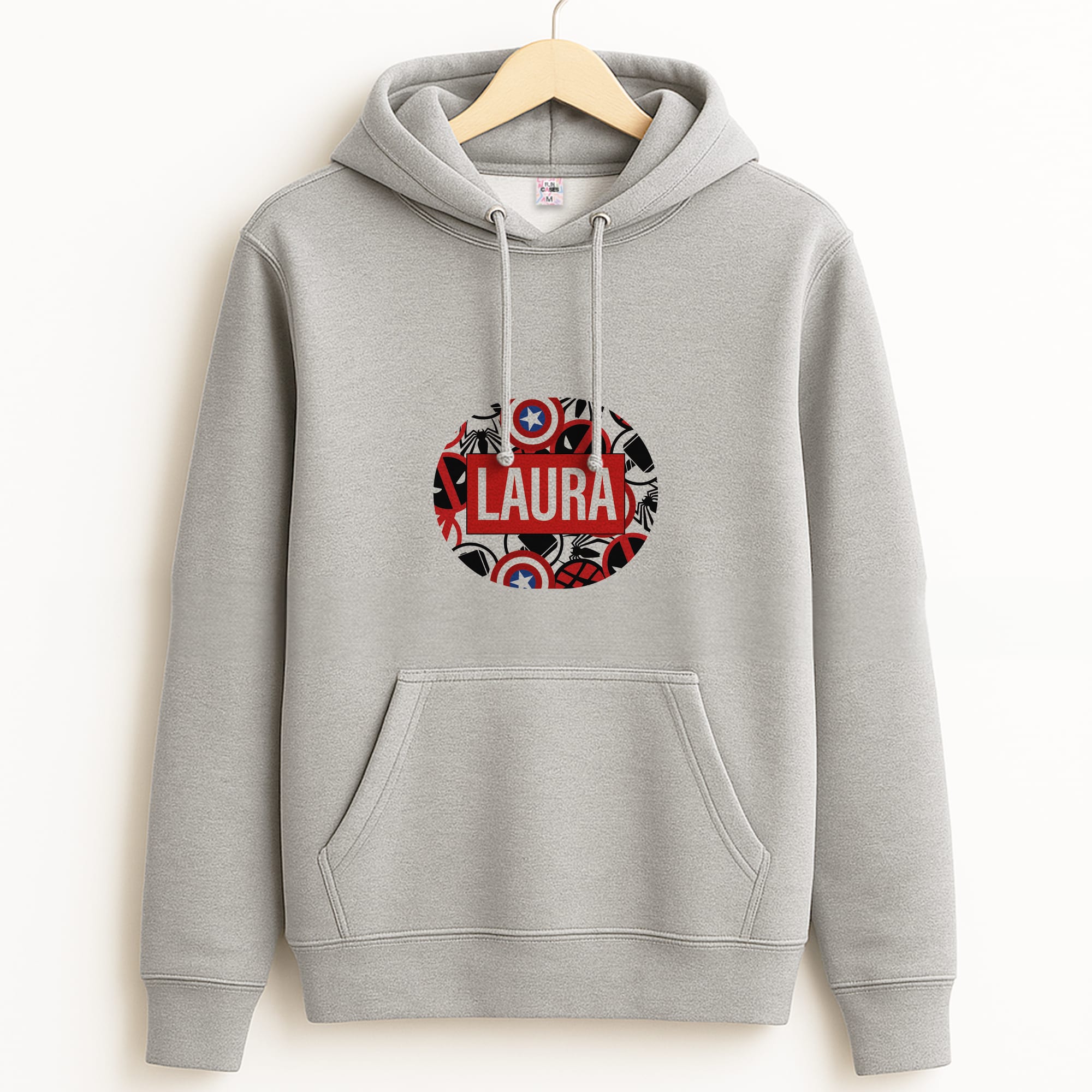Collage - Personalised Superhero Comic Grey Hoodie