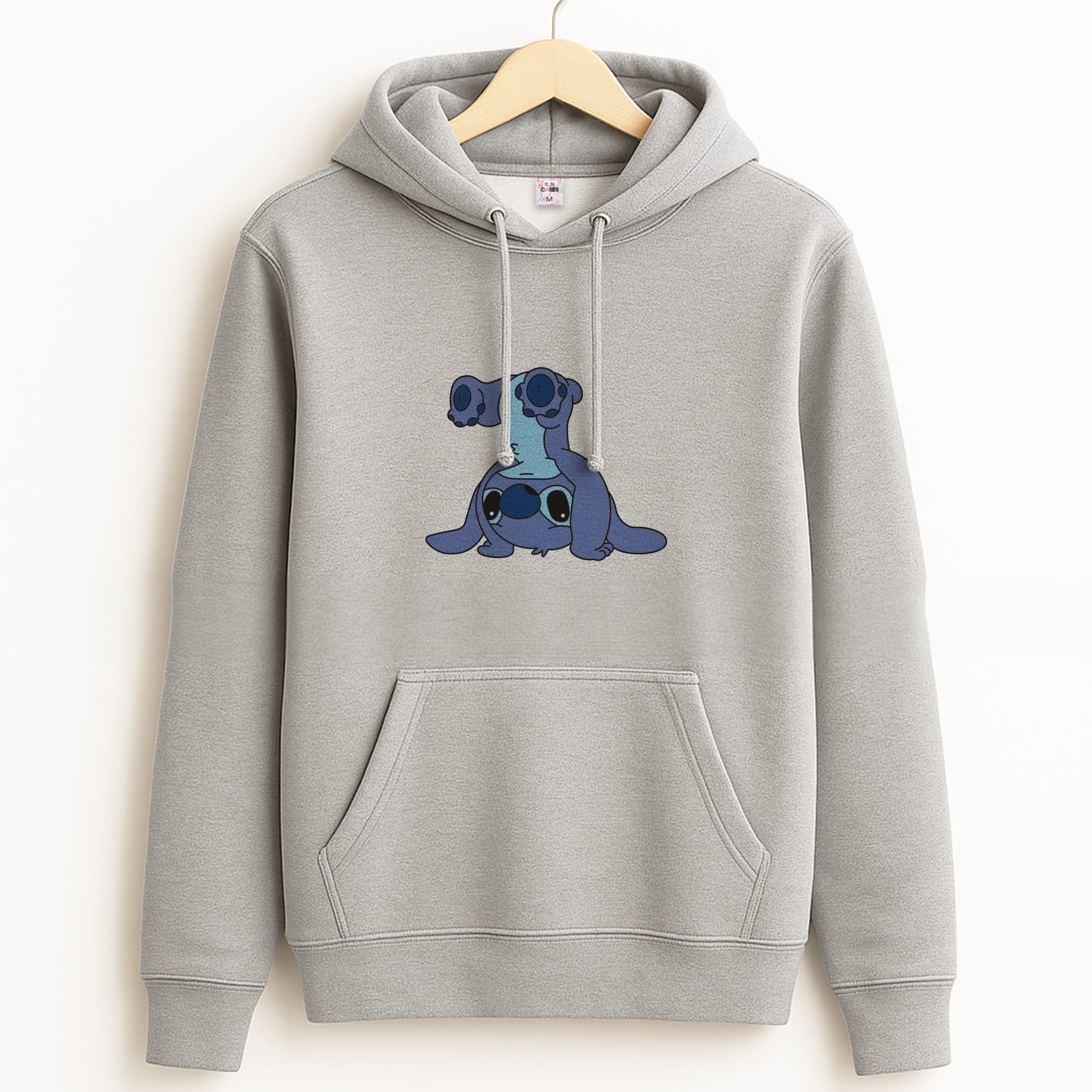 Cute Blue Alien Handstand Grey Hoodie