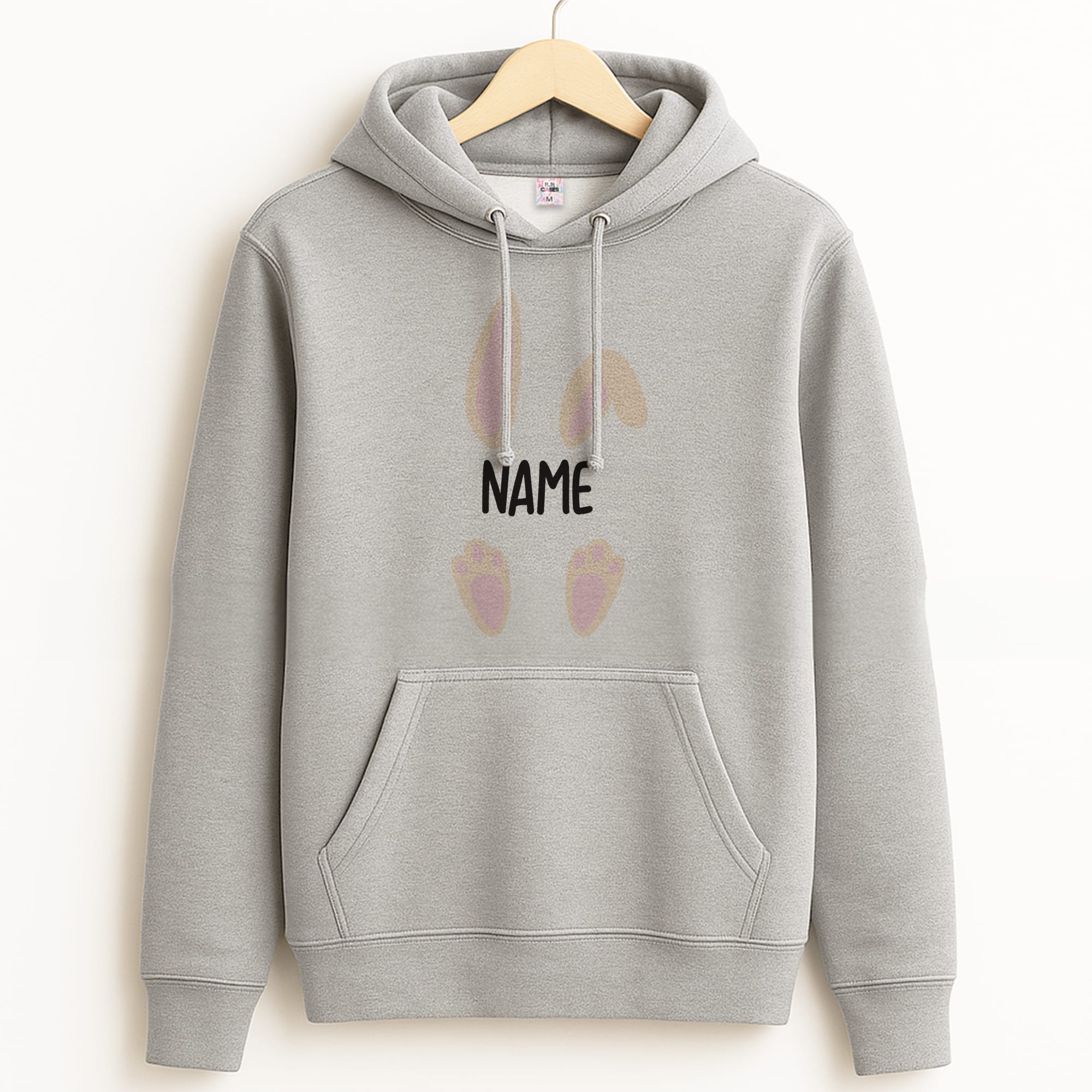 White Bunny Personalised Grey Hoodie
