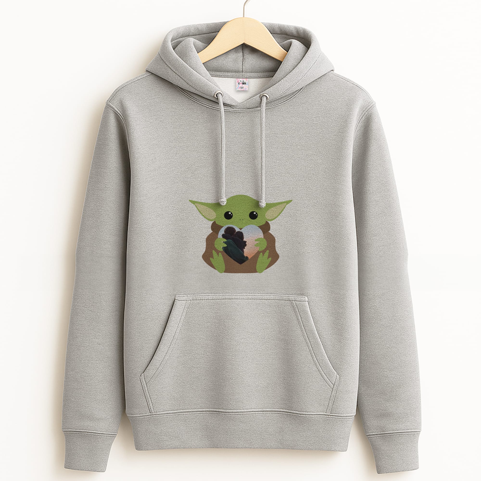 Baby Yoda - Personalised Couples Grey Hoodie