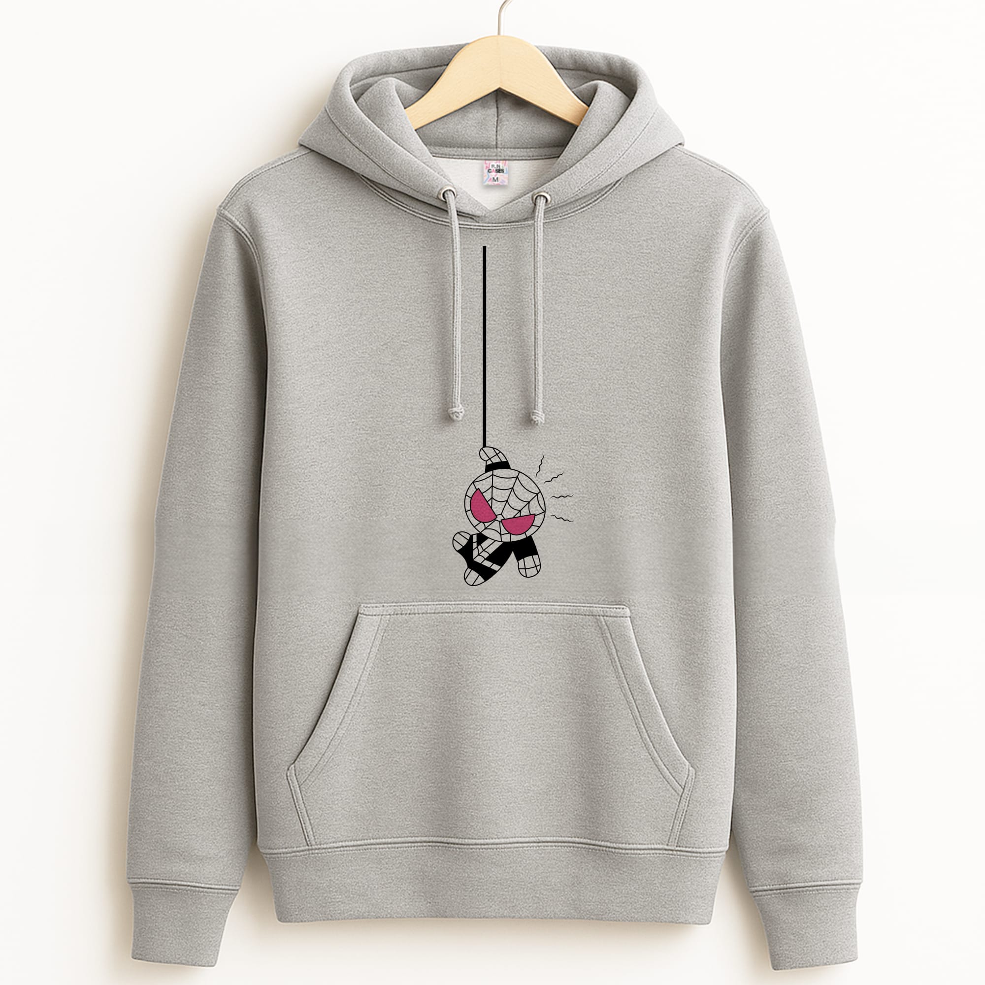 Pink Hanging Spider Hero Grey Hoodie